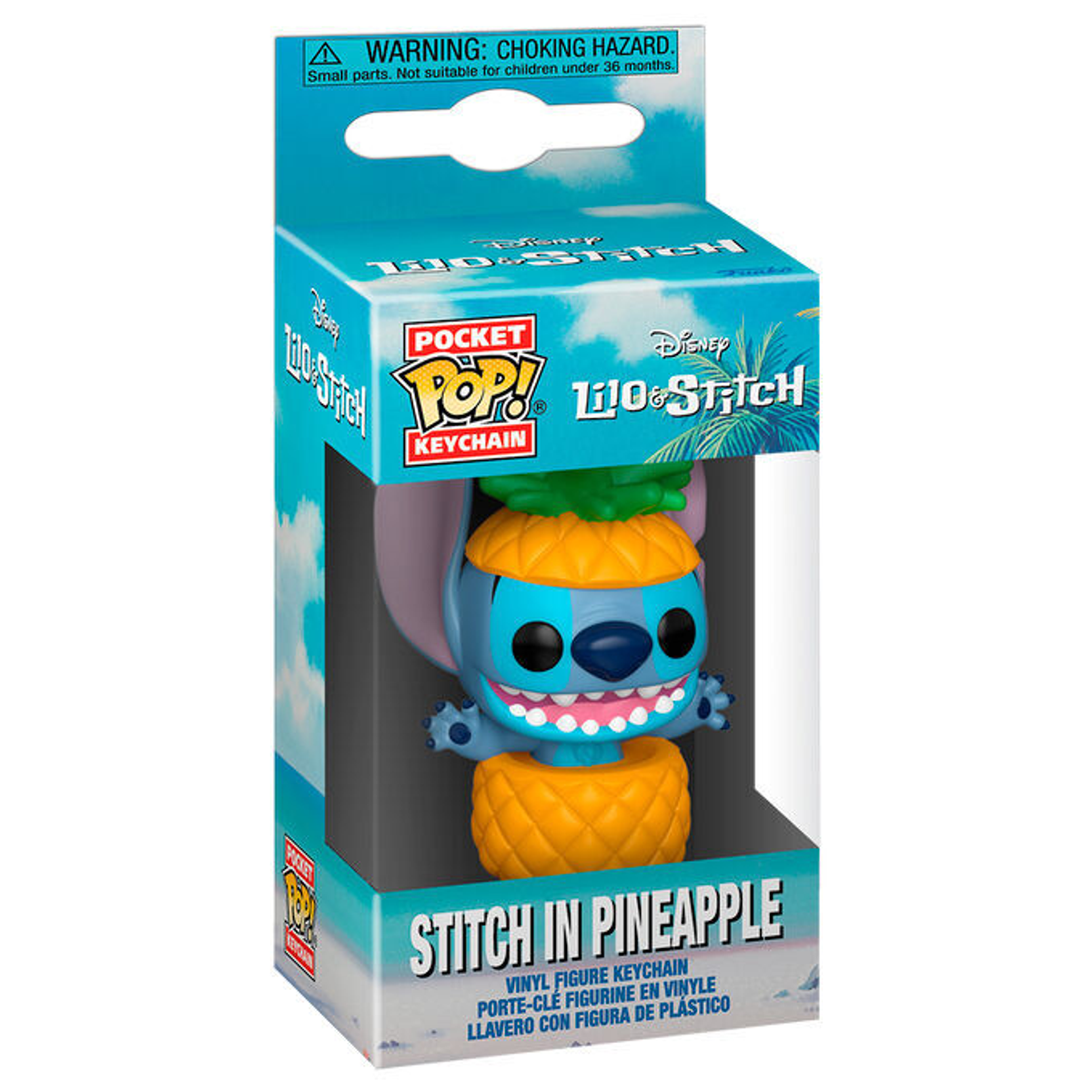 Llavero de Stitch en empaque de piña, Disney Pocket Pop!