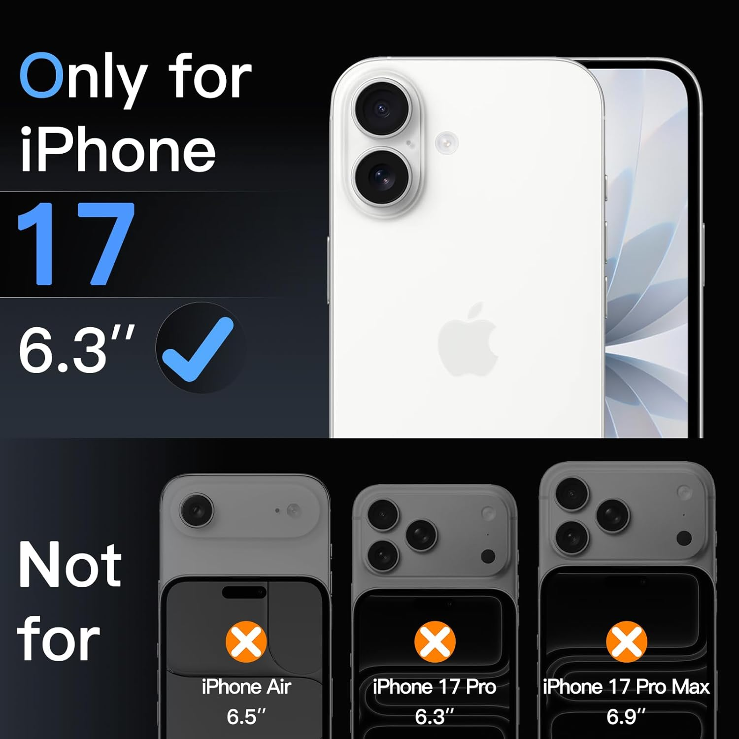 Solo para iPhone 17 6,3". No para iPhone Air, 17 Pro, 17 Pro Max.