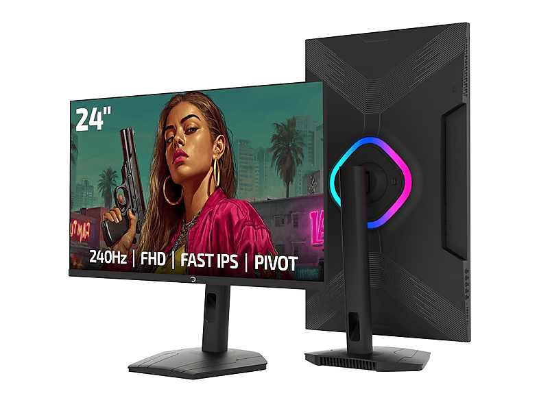 GAMEPOWER Lunis L25 240Hz Fast IPS RGB Pivot 24 inç Full-HD 0,5 ms Gaming Monitör Siyah