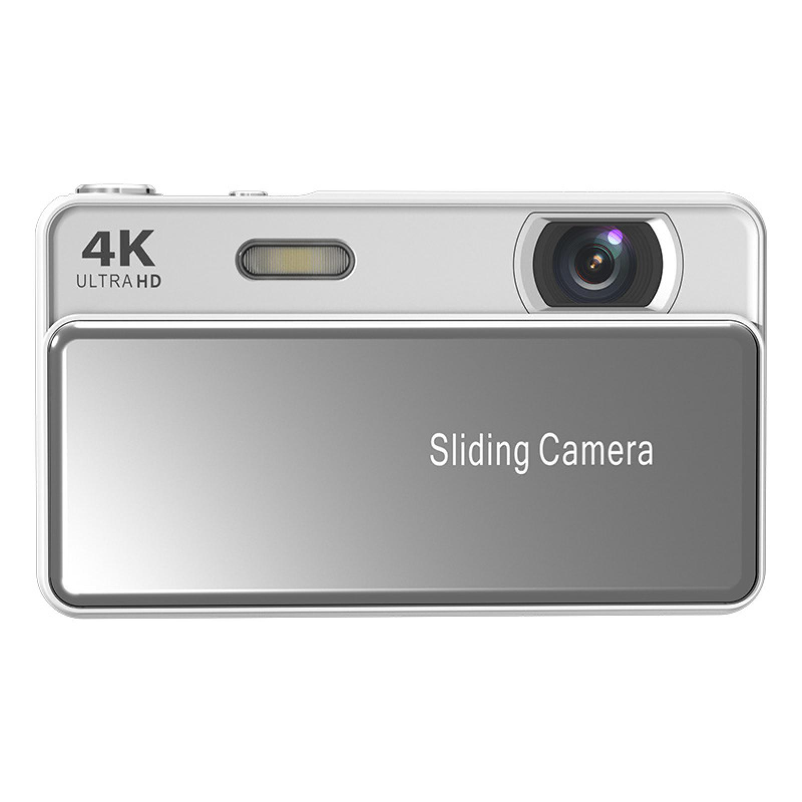 Eine silberne 4K-Ultra-HD-Kamera mit Schiebevorrichtung vorne.