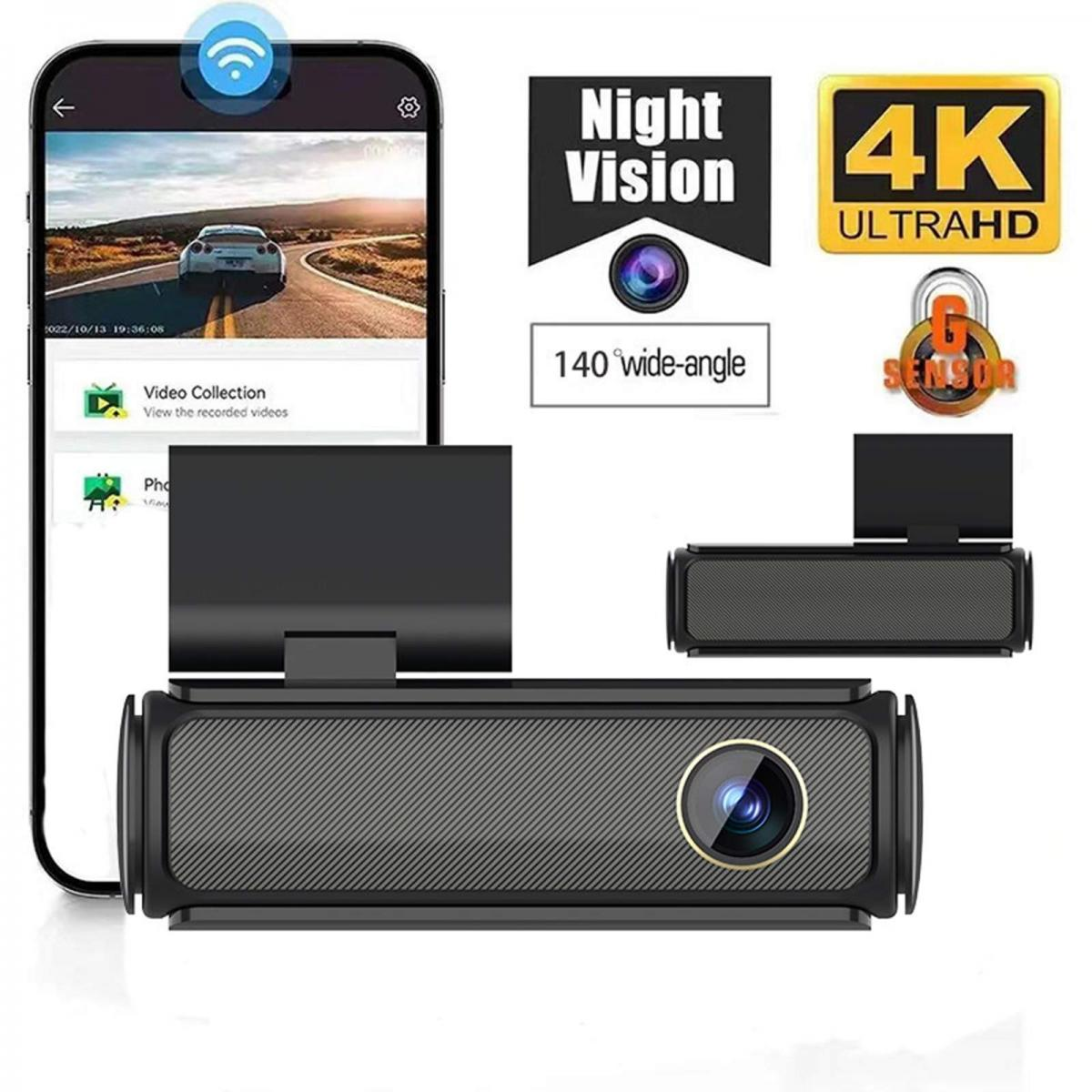 Dashcam mit Nachtsicht, 4K, 140° Weitwinkel und G-Sensor.