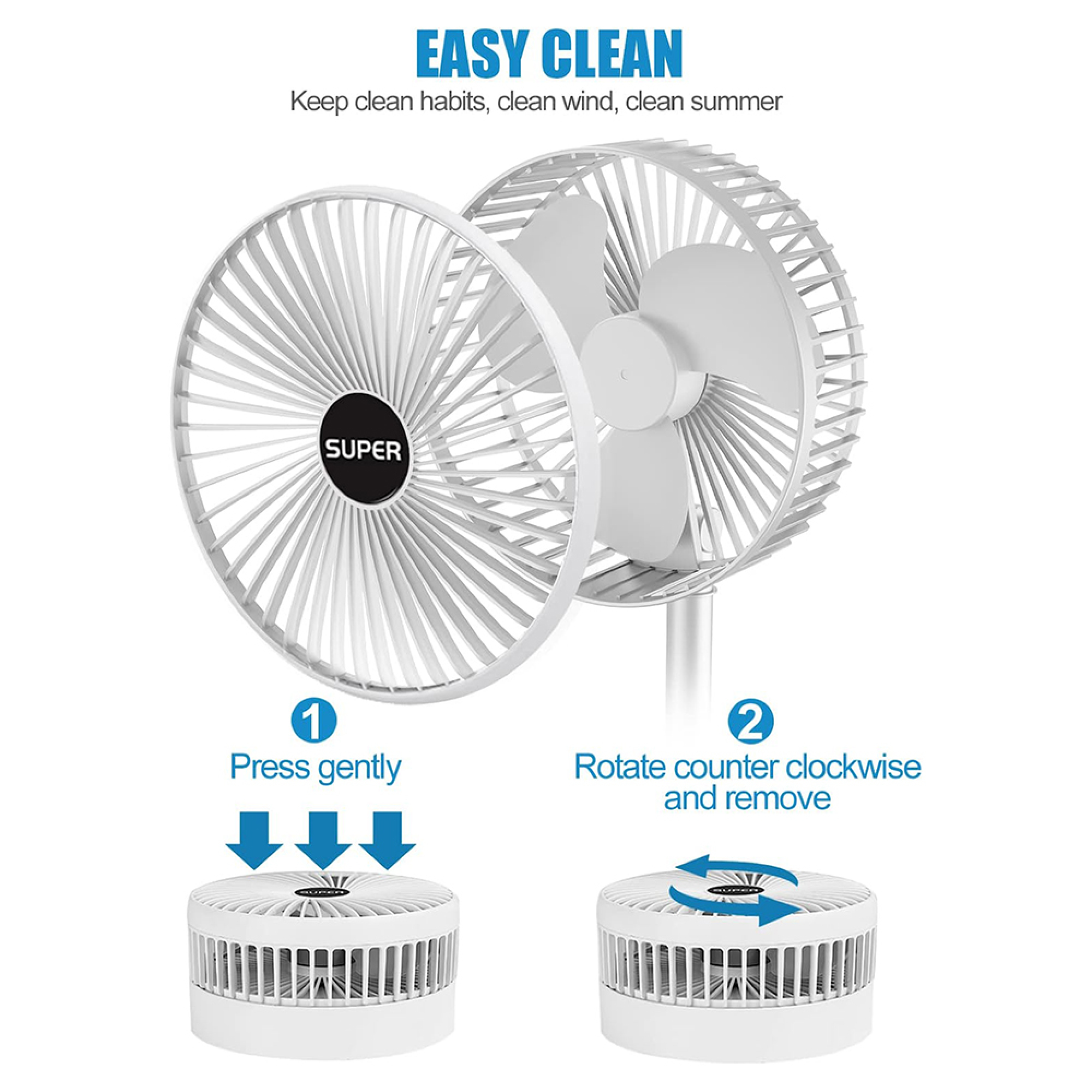 Ein weißer Ventilator mit einem 