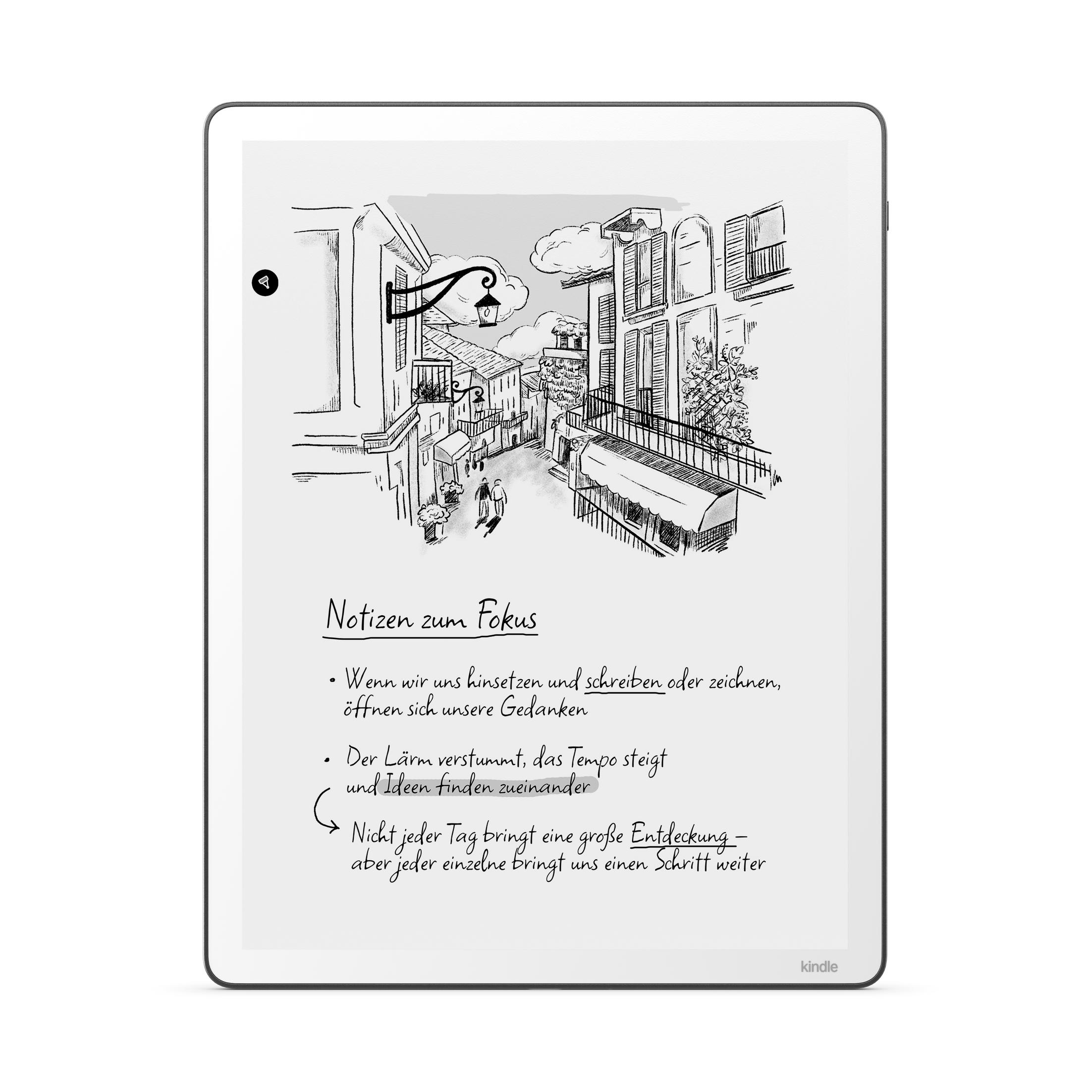 Una app de notas con un boceto de calle y puntos.