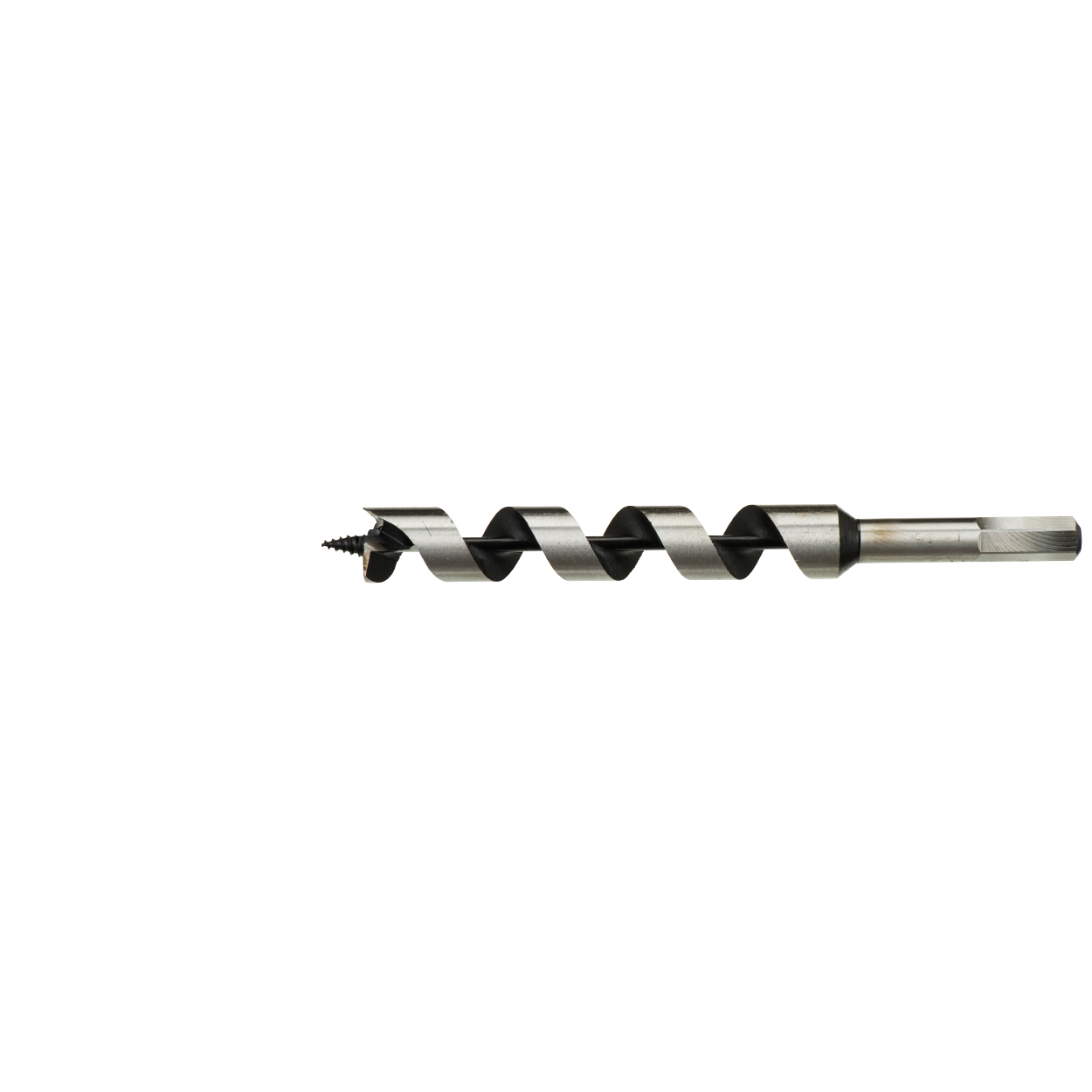 Metal ahşap matkabı, spiral oluklu ve vidalı uçlu.