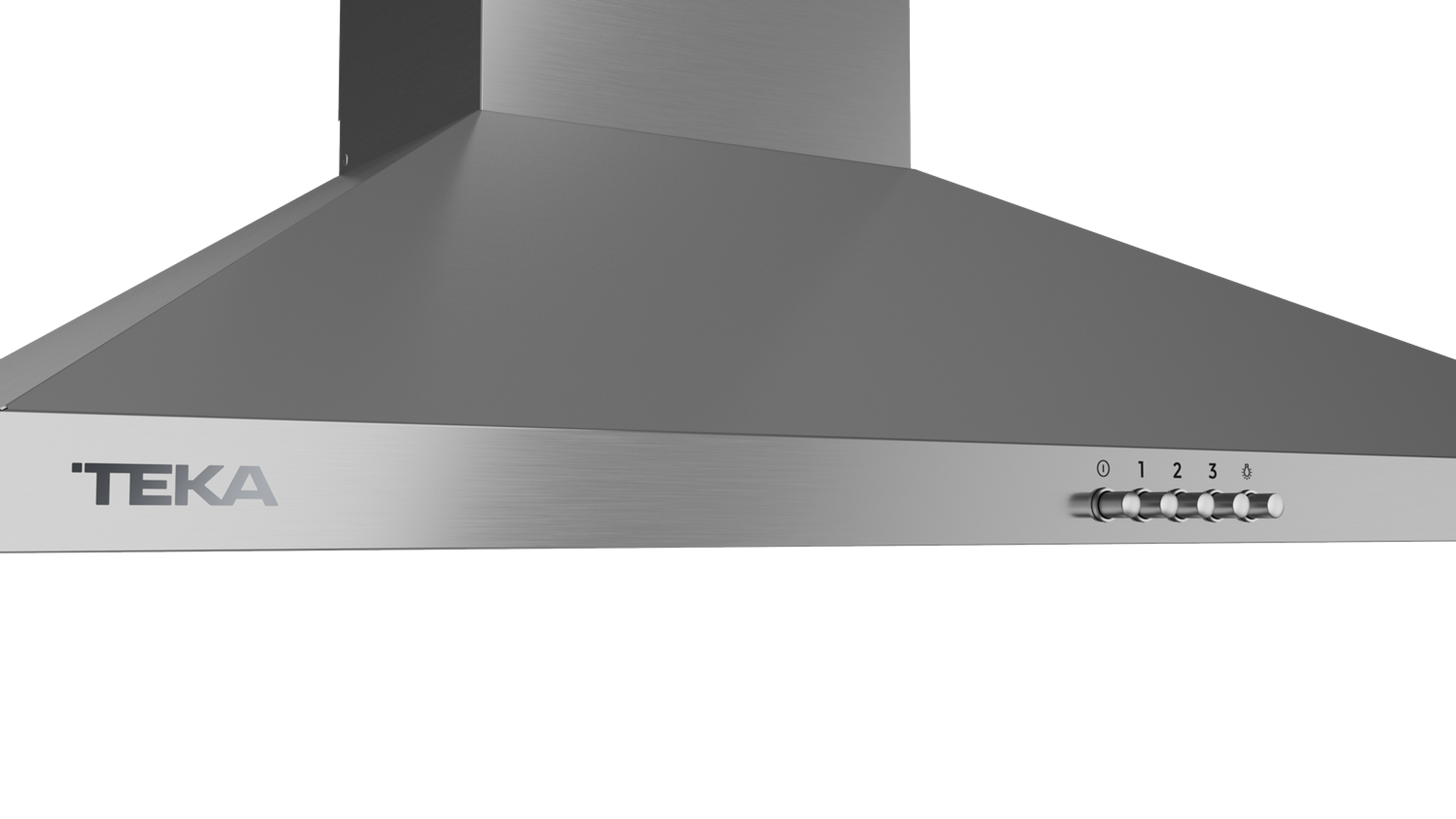 Una campana extractora plateada con controles y el logo 'TEKA'.
