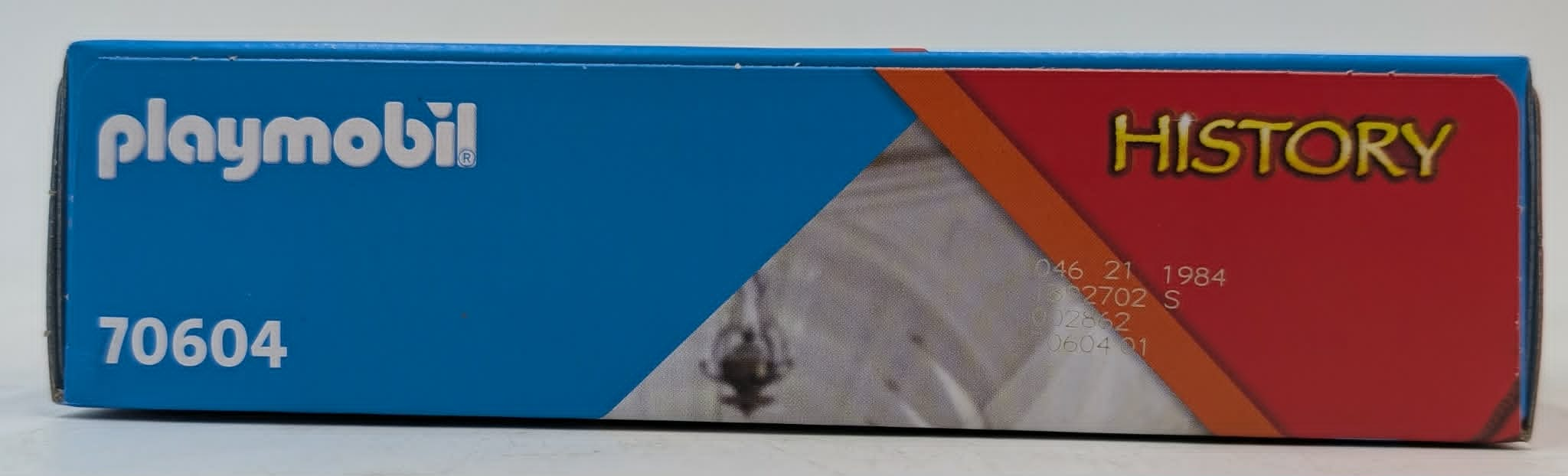 Playmobil History Box 70604 mit Bild von einer Lampe, rote und blaue Flächen.