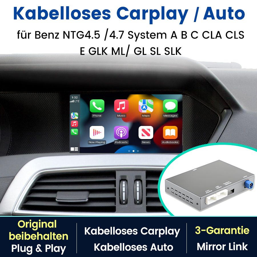 Benz Auto mit Kabellosem CarPlay und Zubehör-Box.