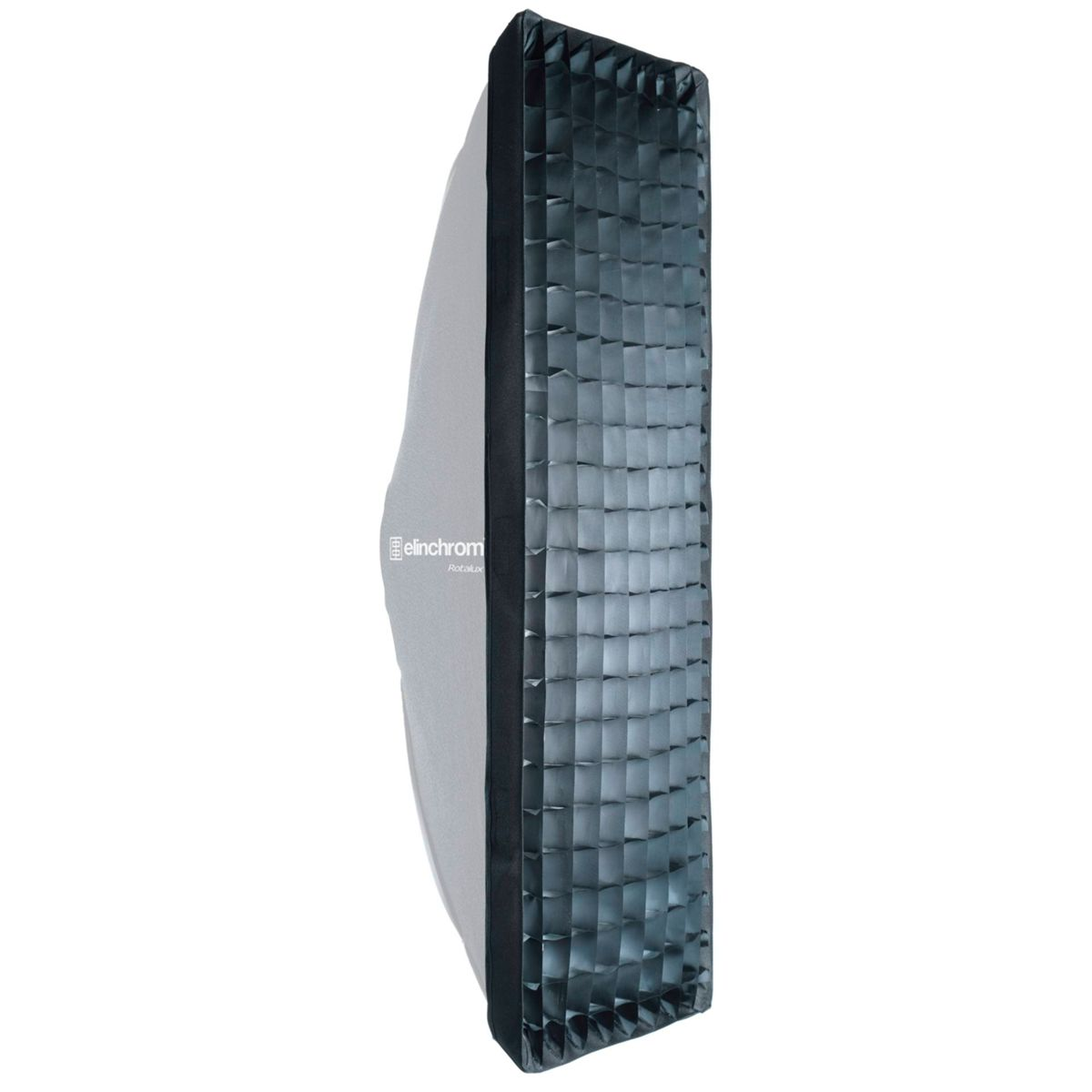 Una griglia softbox Elinchrom con struttura a nido d'ape su sfondo chiaro.