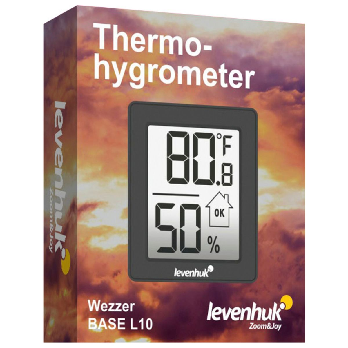 Digitales Thermo-Hygrometer zeigt 80,8°F und 50% Luftfeuchtigkeit. Marke Levenhuk.