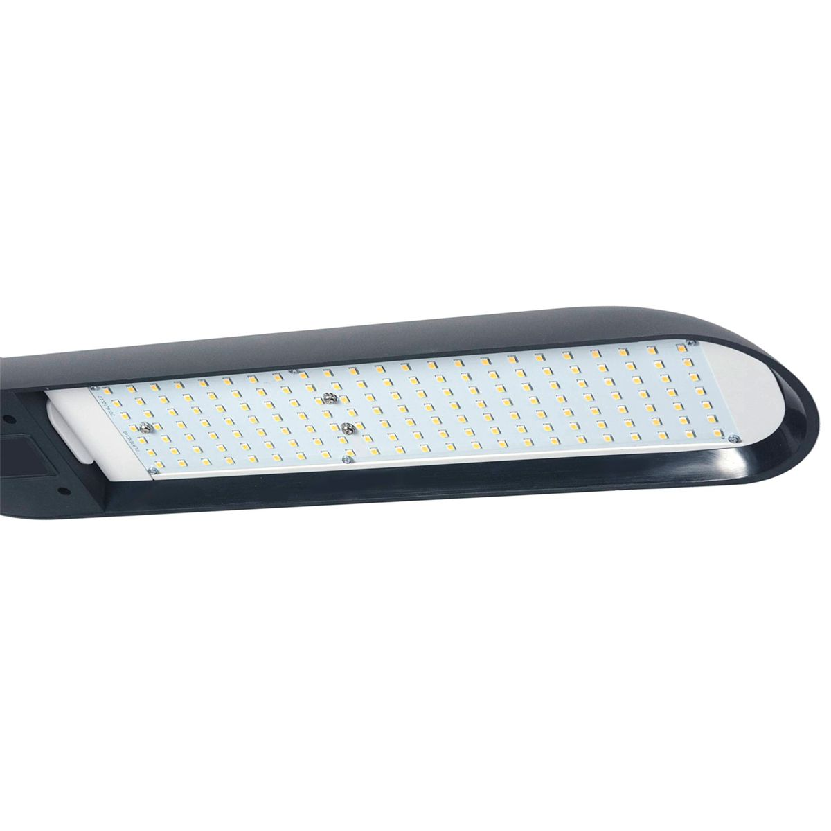 Schwarze LED-Straßenlaterne mit vielen kleinen Lichtern.