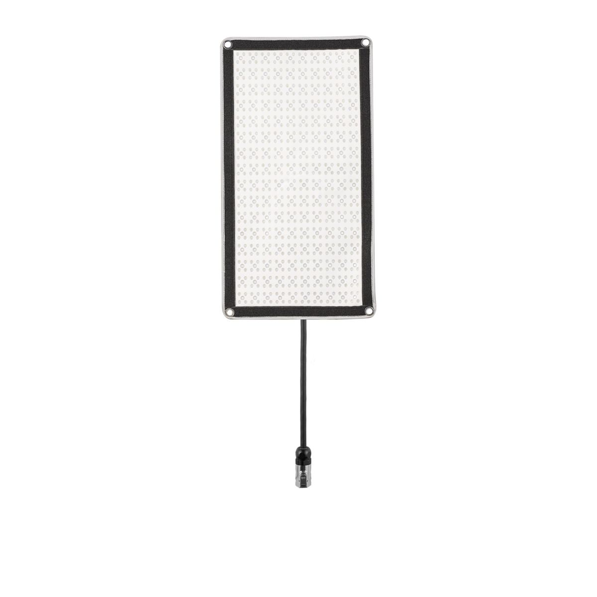 Ein rechteckiges weies Panel mit schwarzem Rand und Kabel.