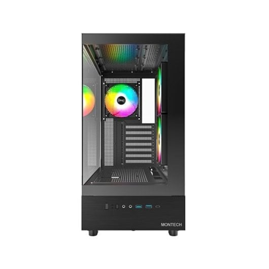 Case PC nero con ventole RGB e finestra in vetro.
