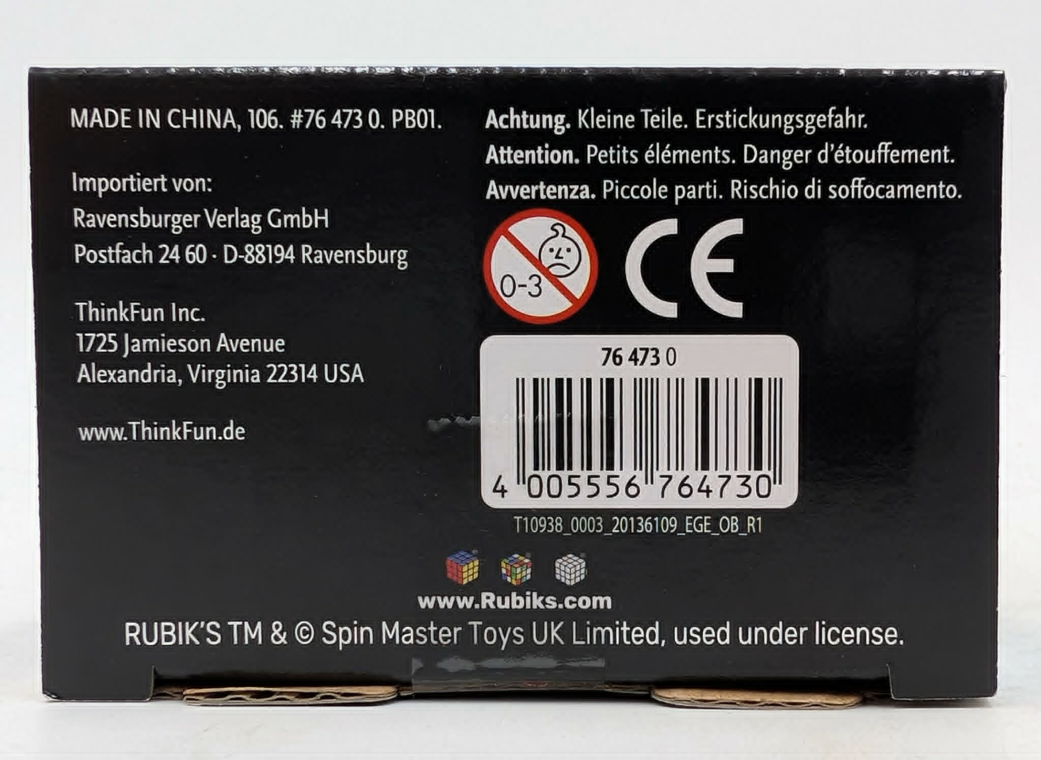Eine schwarze Produktbox mit weißem Text für 