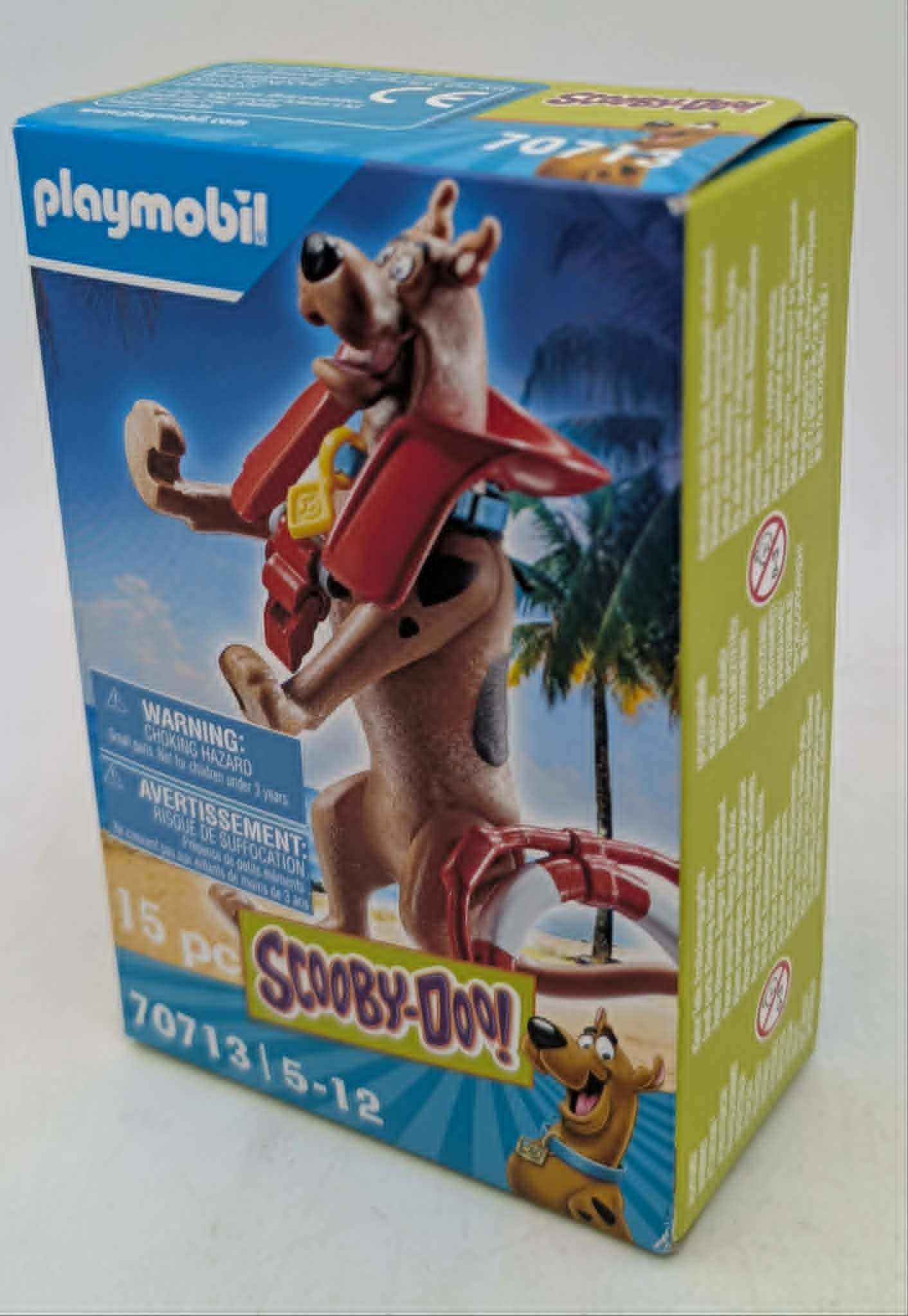 Playmobil Scooby-Doo Verpackung mit Scooby Doo Figur und Palmen im Hintergrund.