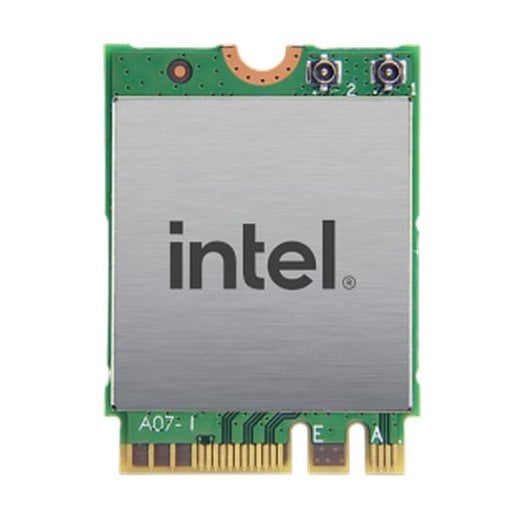 Grüne Platine mit silbernem Intel-Logo und goldenen Steckverbindern.