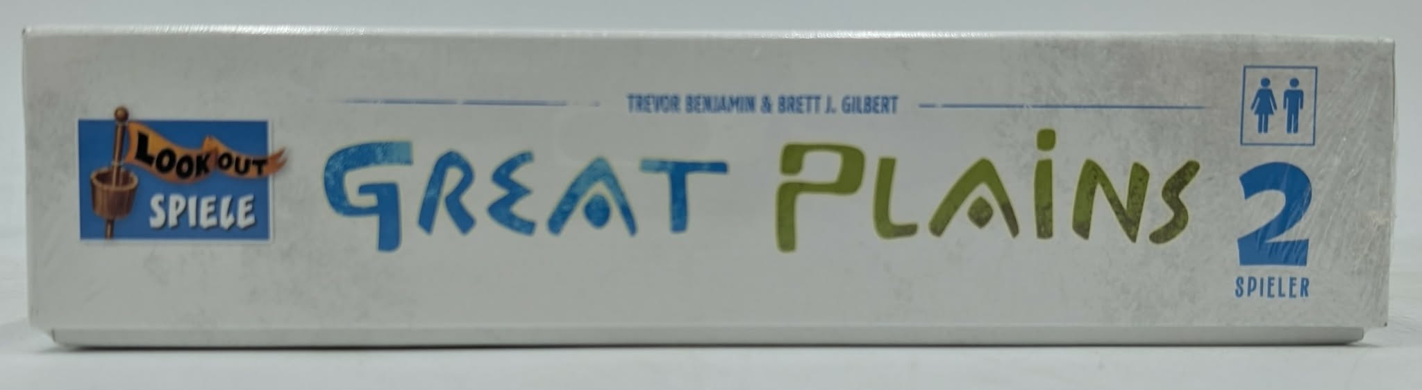 Brettspiel-Box mit dem Titel "GREAT PLAINS 2", Autoren und Spieleranzahl.
