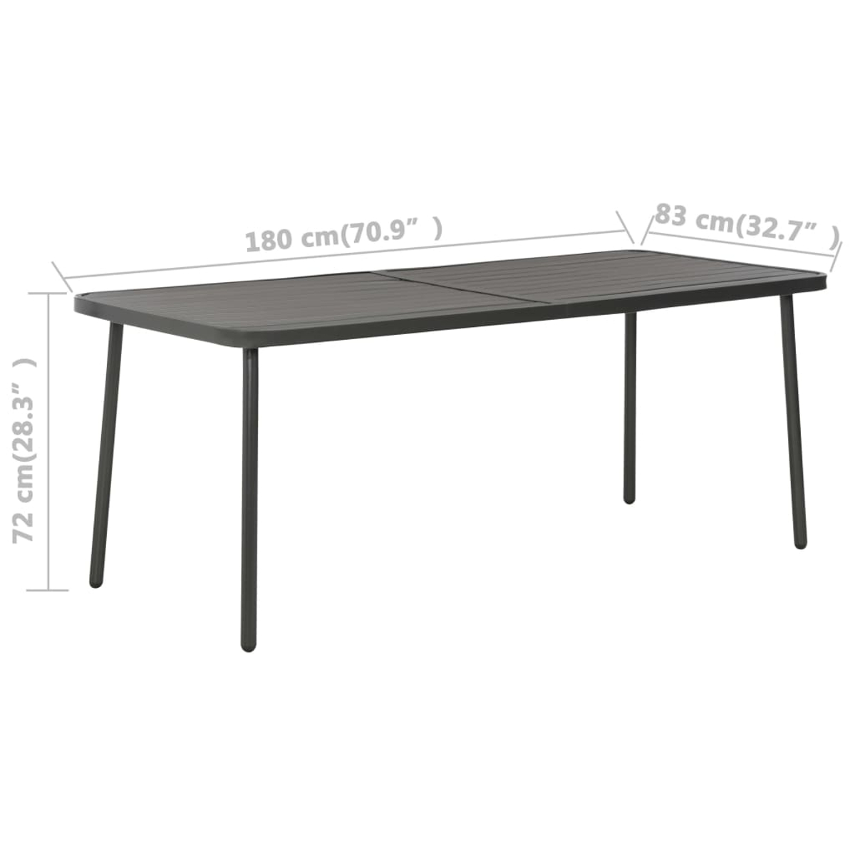 Ein dunkeltisch mit vier Beinen, 180x83x72cm.