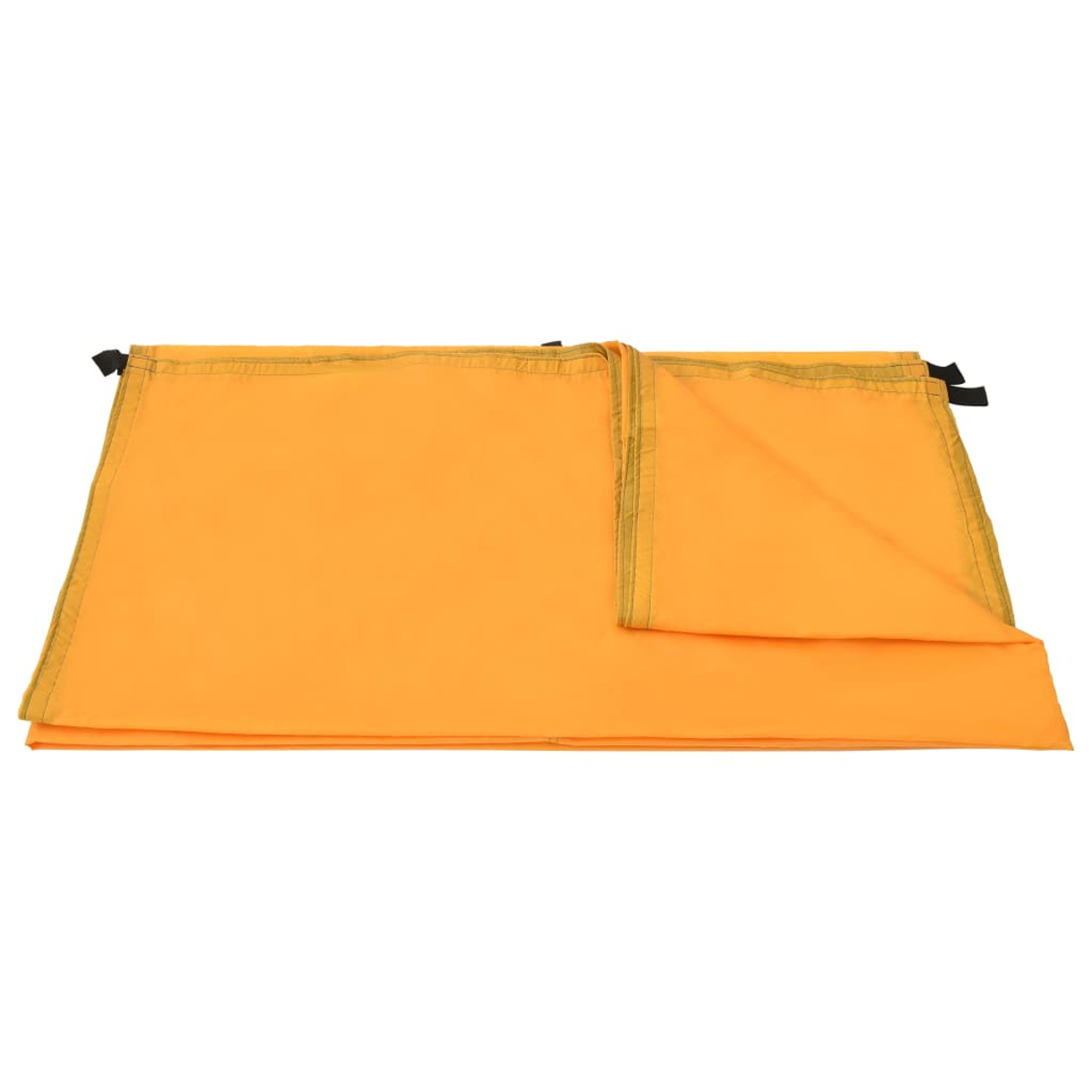 Ein orangefarbenes Tarp liegt flach ausgebreitet auf einem weißen Hintergrund.