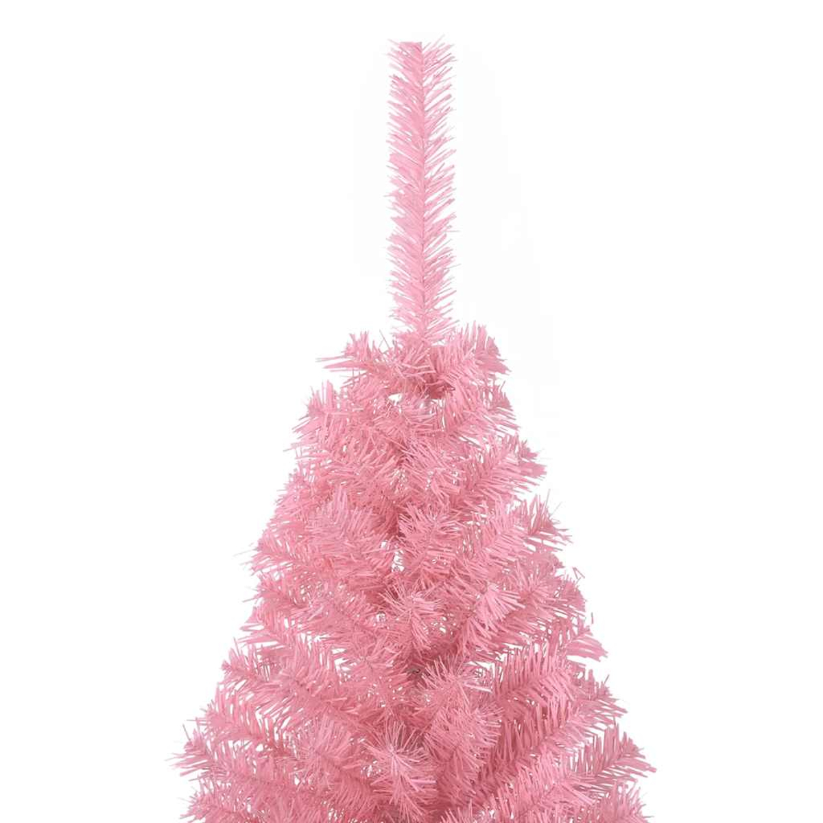 Eine Nahaufnahme eines rosa Weihnachtsbaums mit weißen Nadeln.