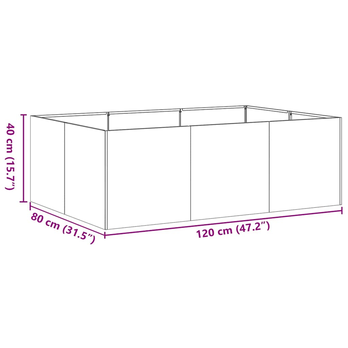 Una cornice rettangolare bianca, 120x80x40 cm. Design semplice e moderno.