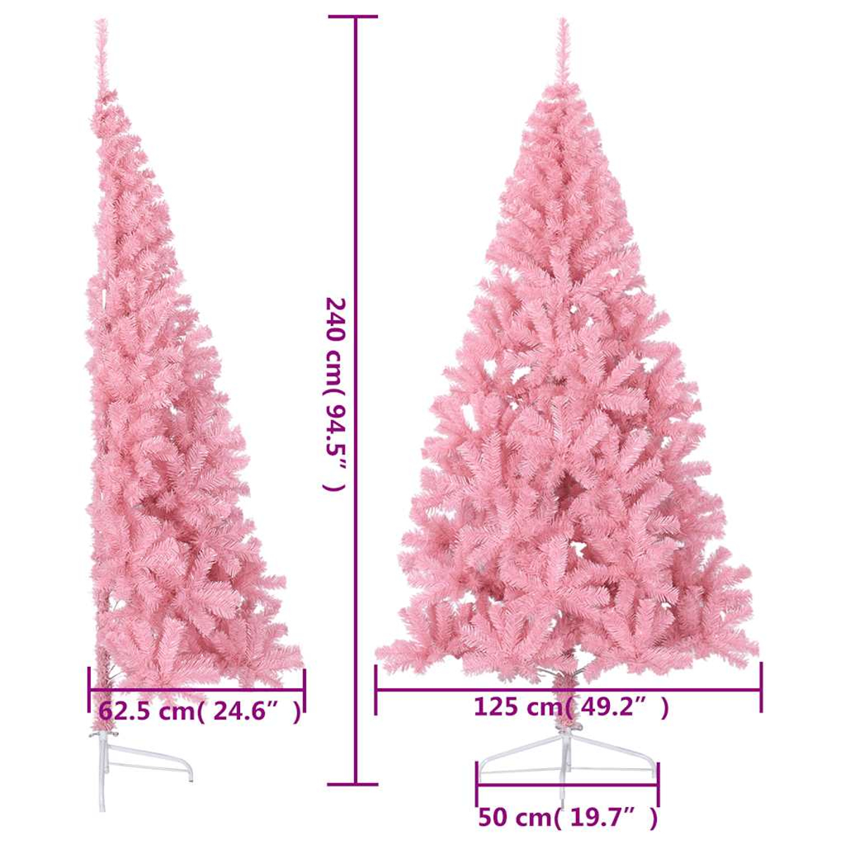 Zwei rosa künstliche Weihnachtsbäume mit Maßen