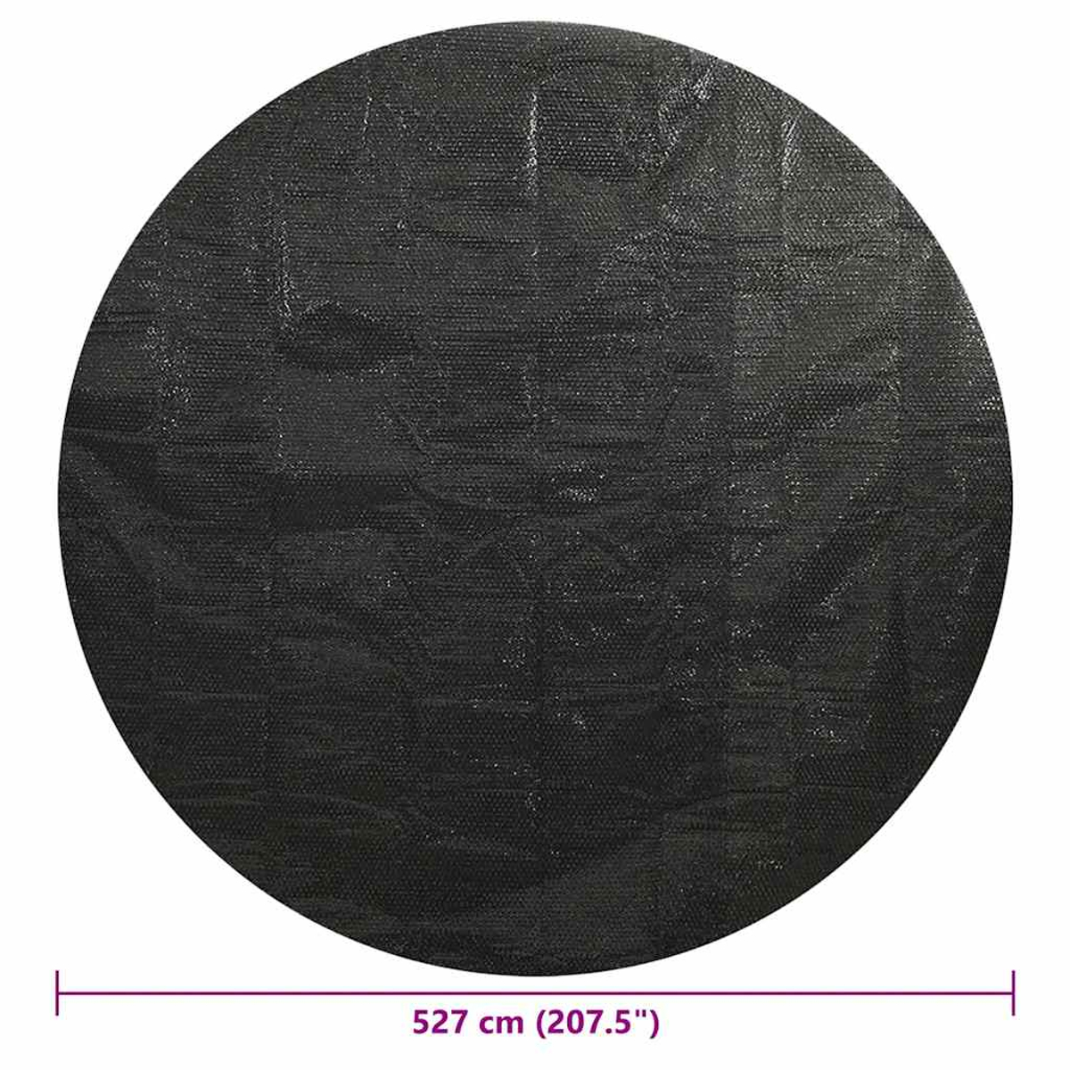 Schwarzer, runder Bezug mit einer Textur, 527 cm Durchmesser.
