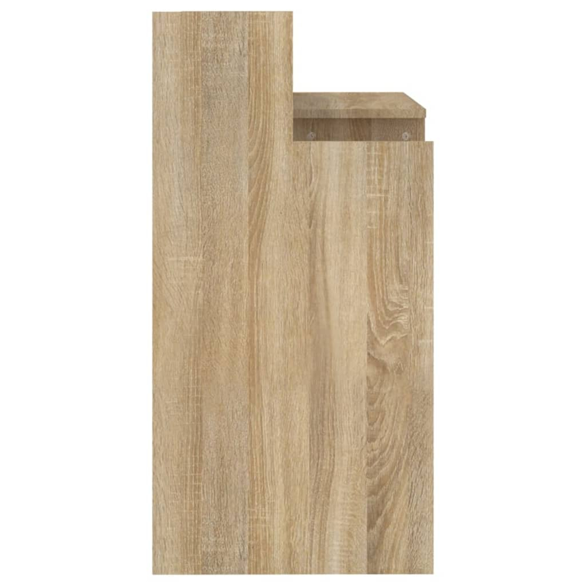 Holzmaserung auf einem Möbelstück mit zwei Ebenen.