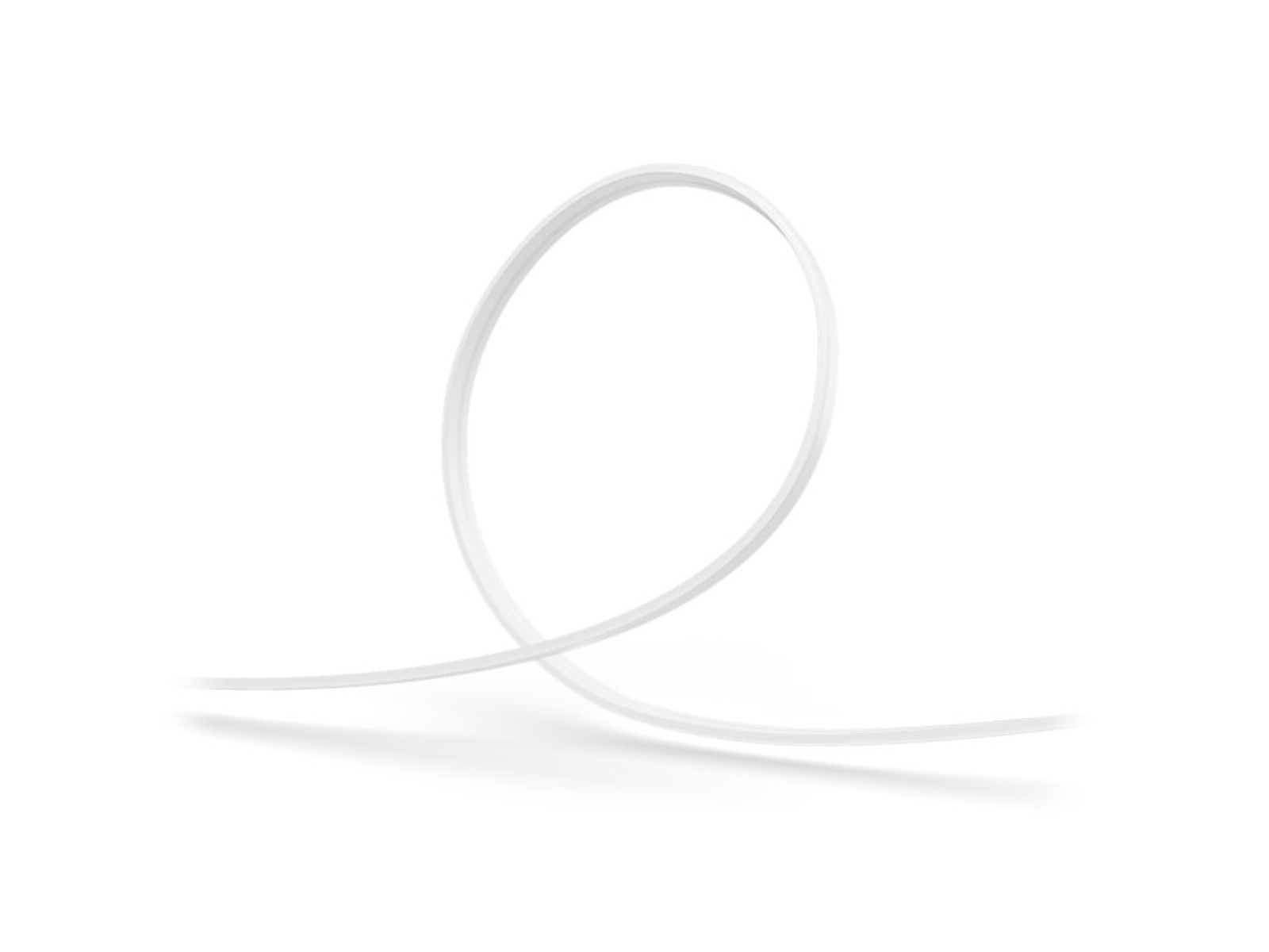 Una linea bianca curva su sfondo bianco.