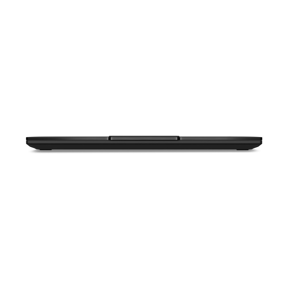 Czarny laptop w profilu na białym tle.
