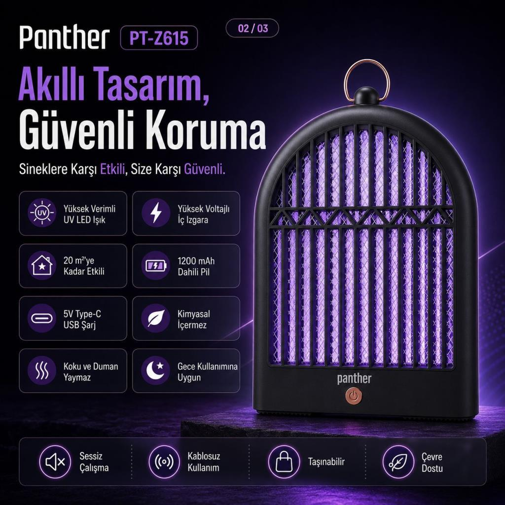 Koyu arka plan üzerinde mor UV ışıklı siyah böcek öldürücü.