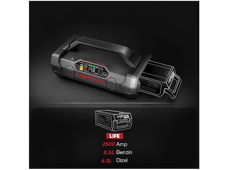 LOKITHOR Apartx2500 12V 2500Amp LiFePO4 Akıllı Pompa Powerbank Led