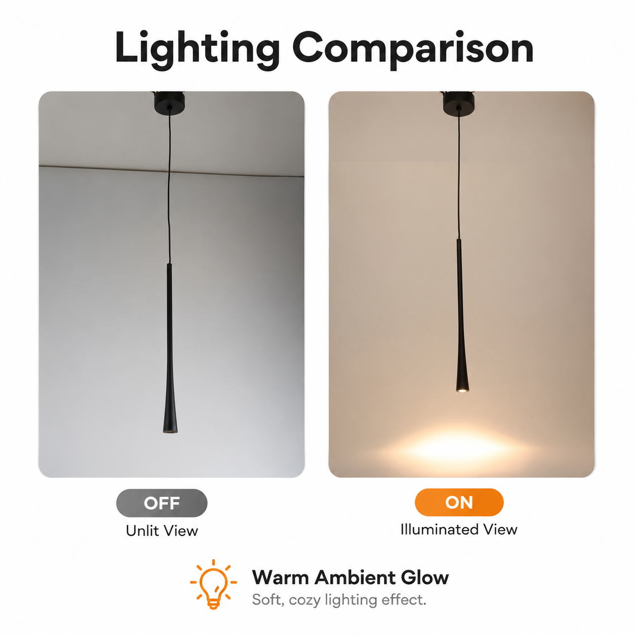 Comparación de iluminación: Izquierda apagada, derecha encendida.