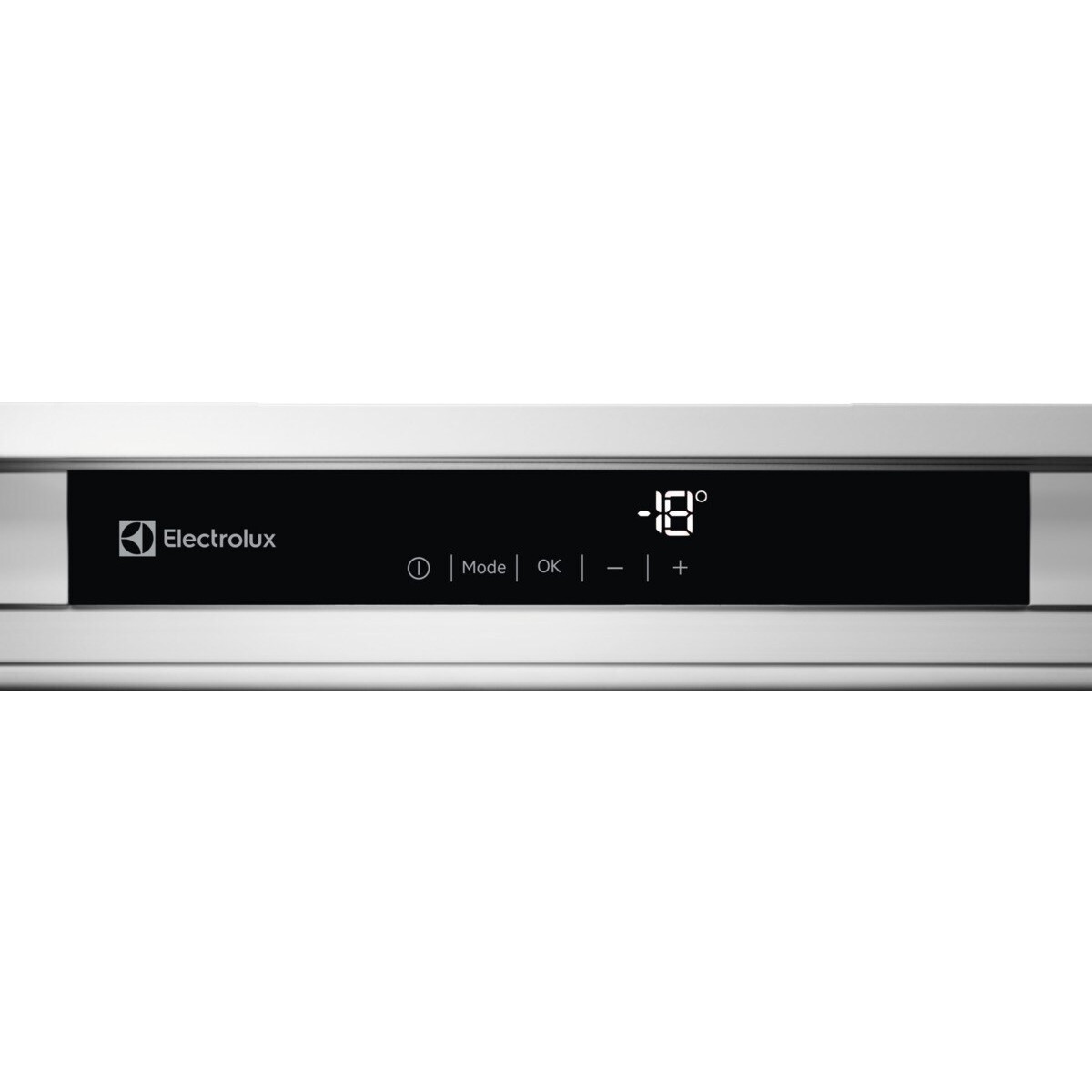 Logo Electrolux e display digitale che mostra -18 gradi con controlli.
