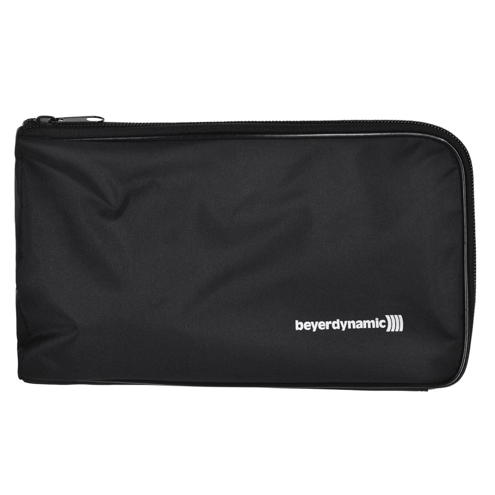 Czarna torba na zamek z logo beyerdynamic.