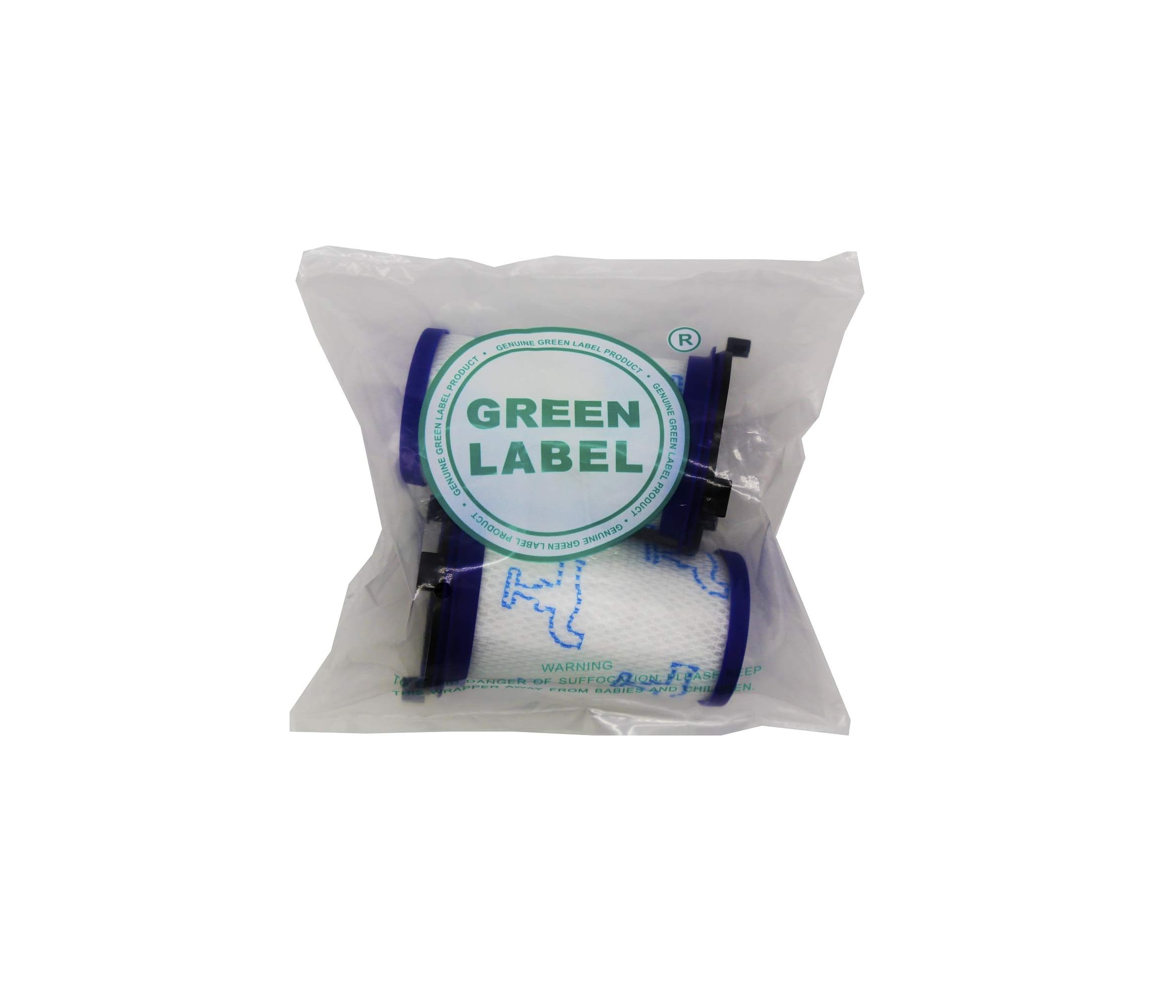 Zwei Filter in einer Plastikverpackung mit "Green Label" Aufdruck.