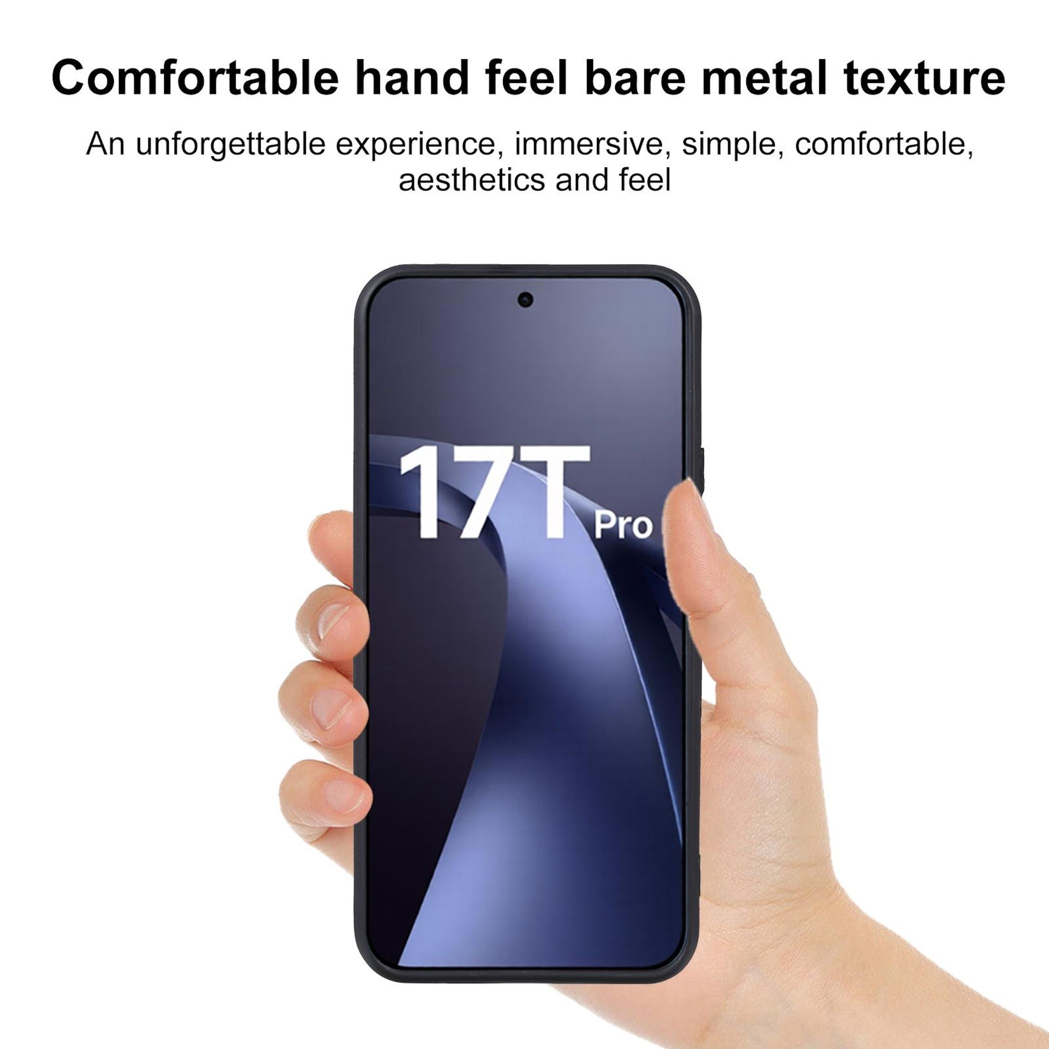 Eine Hand hält ein Smartphone mit dem Aufdruck „17T Pro“.