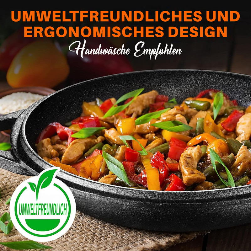 Ein Bräter mit Hühnchen und Paprika, Bohnen und Frühlingszwiebeln.