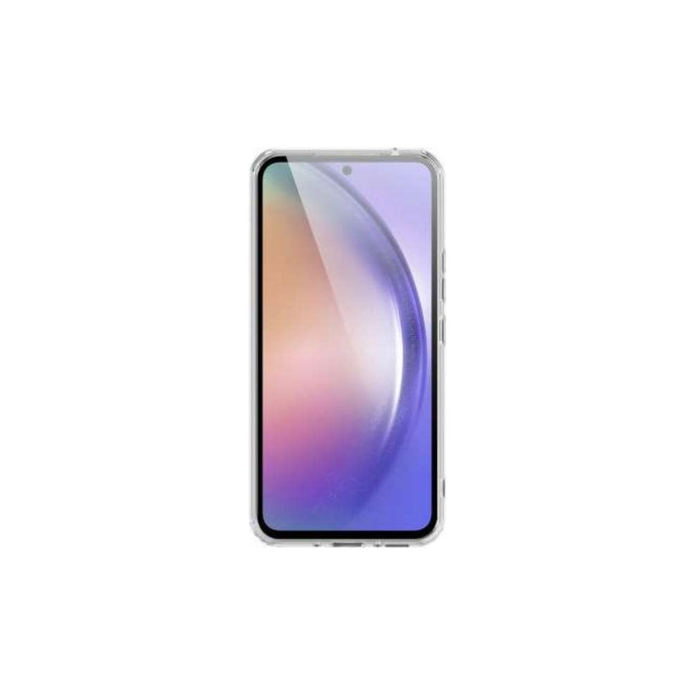 Ein transparentes Handyhüllen-Mockup mit einem stilisierten Hintergrund.