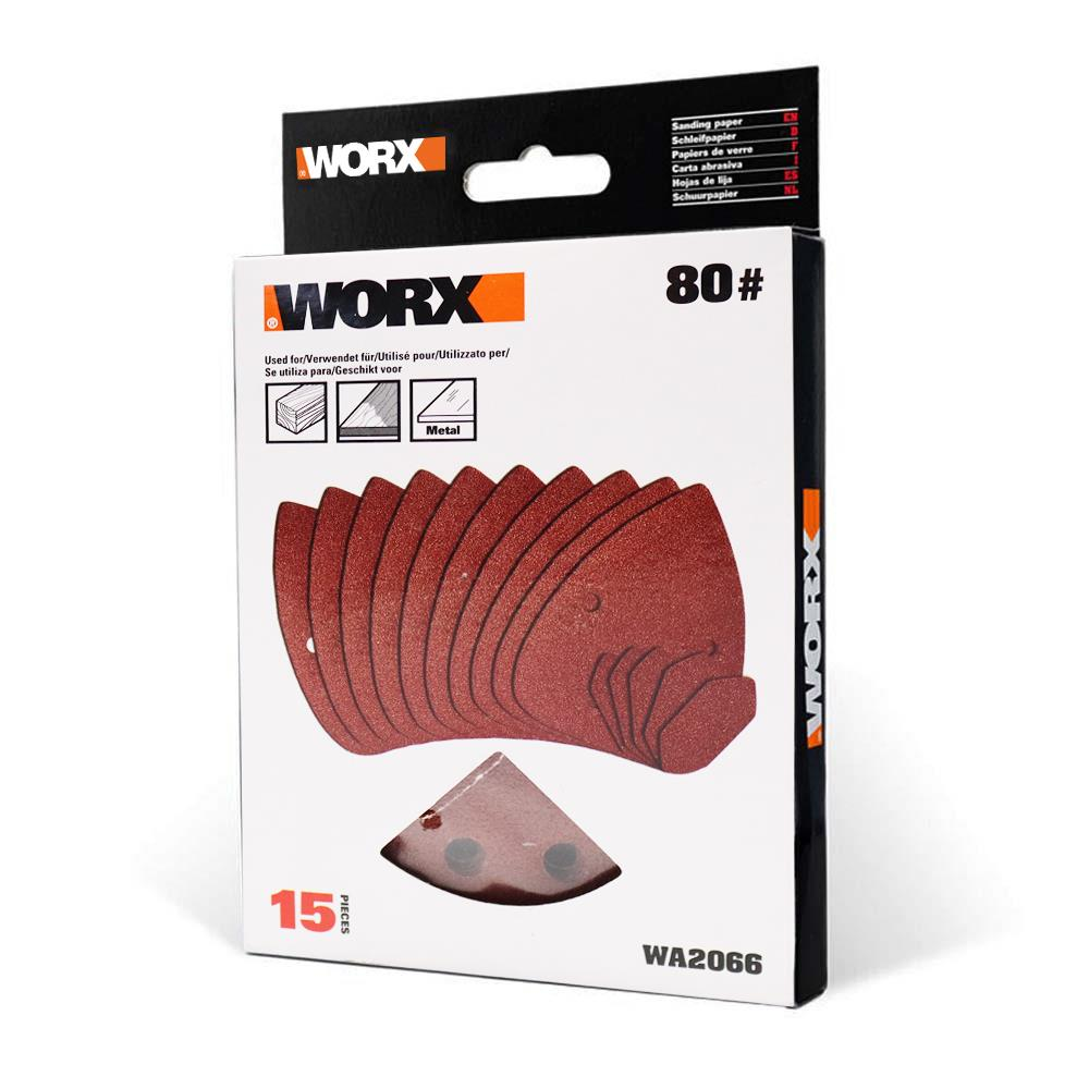WORX zımpara kağıdı paketi, 80 kum, 15 adet, metal için.