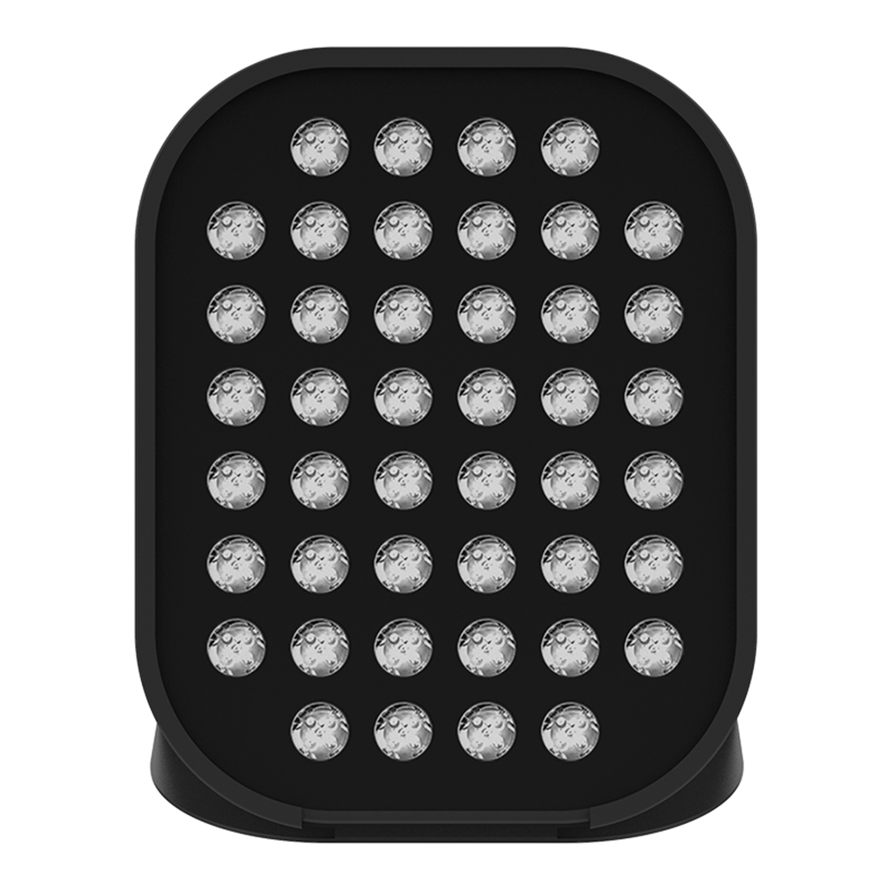 Ein schwarzes Rechteck mit abgerundeten Ecken, das 35 Lichter enthält.