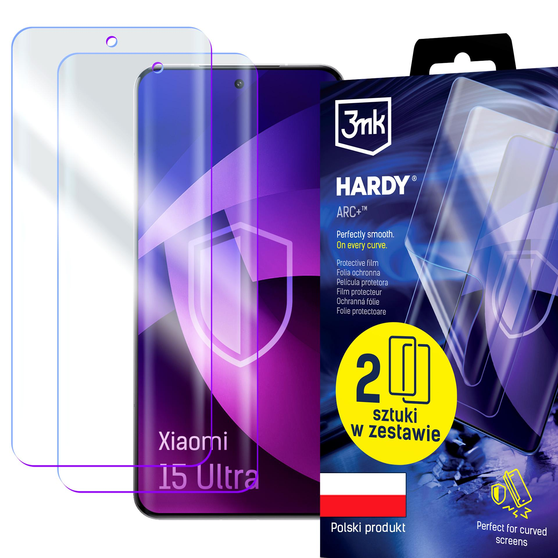 Opakowanie na 2szt. folii ochronnych Xiaomi 15 Ultra 3mk Hardy ARC+.