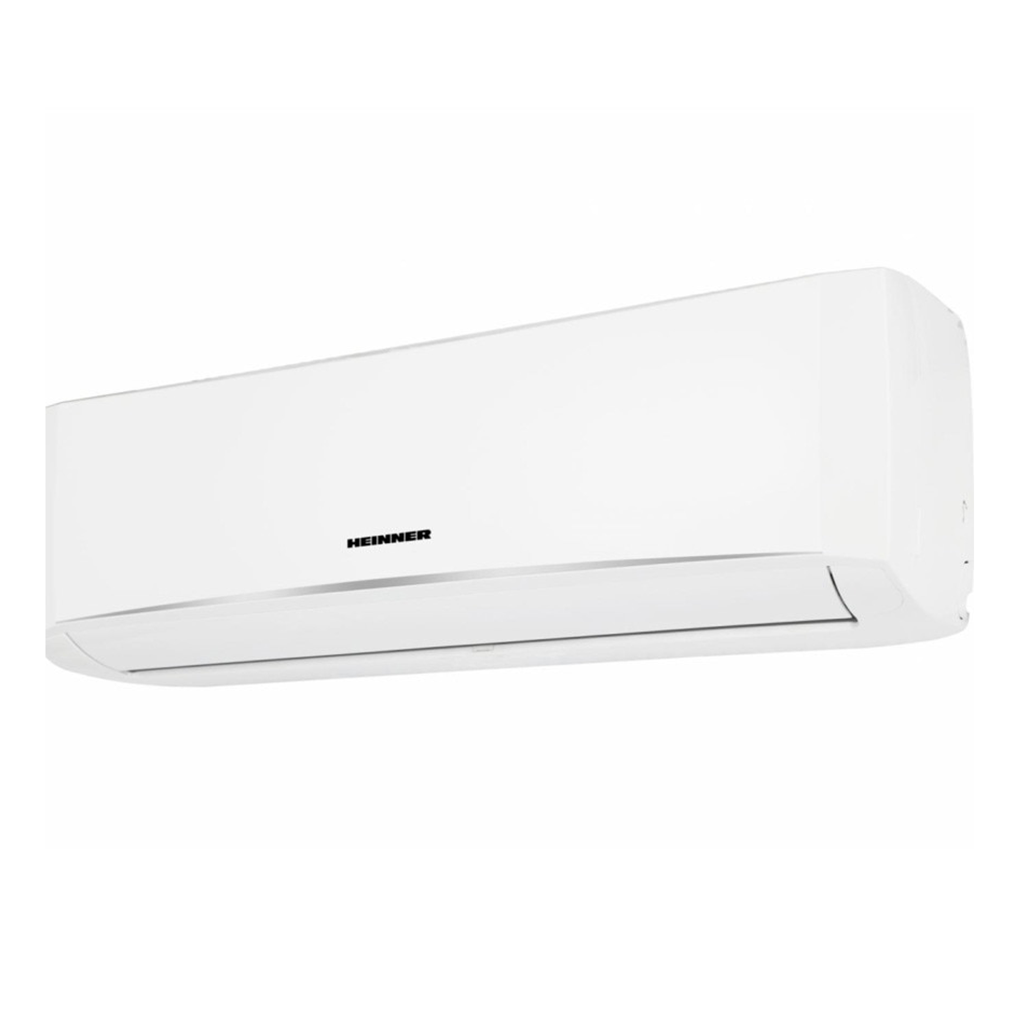 Une unité de climatisation Heinner blanche sur fond blanc.
