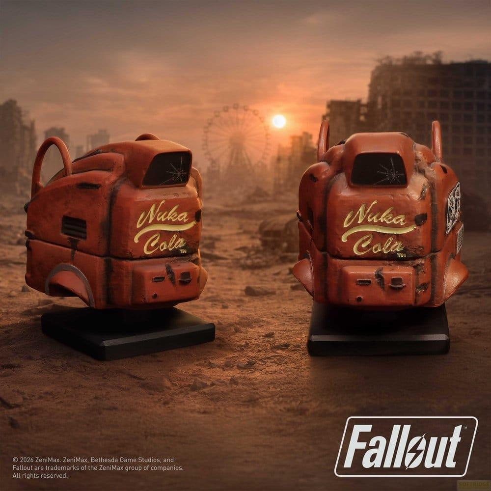 Zwei Nuka-Cola-Automaten im Postapokalyptischen Setting bei Sonnenuntergang.
