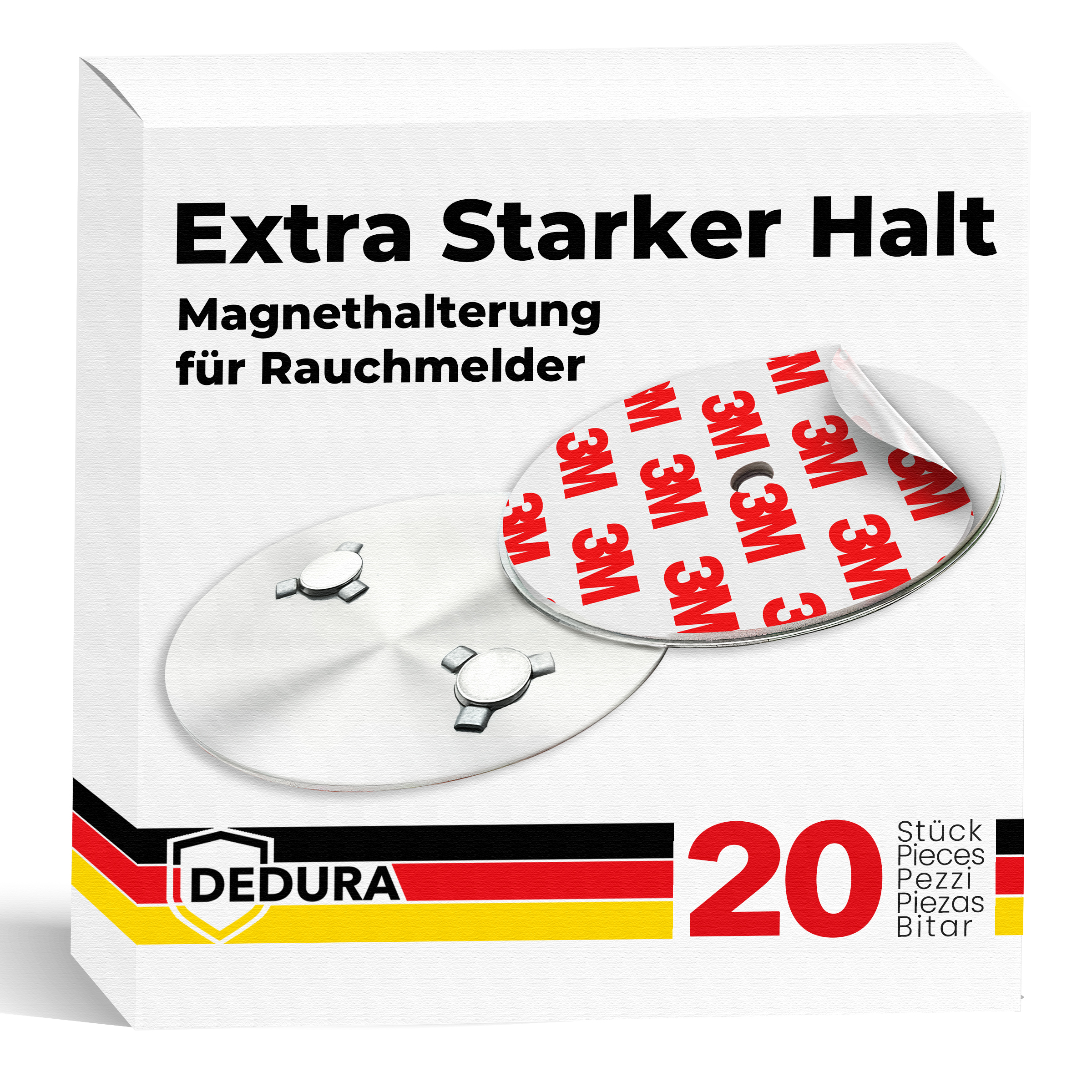 Verpackung mit starker magnetischer Halterung für Rauchmelder, 20 Stück.