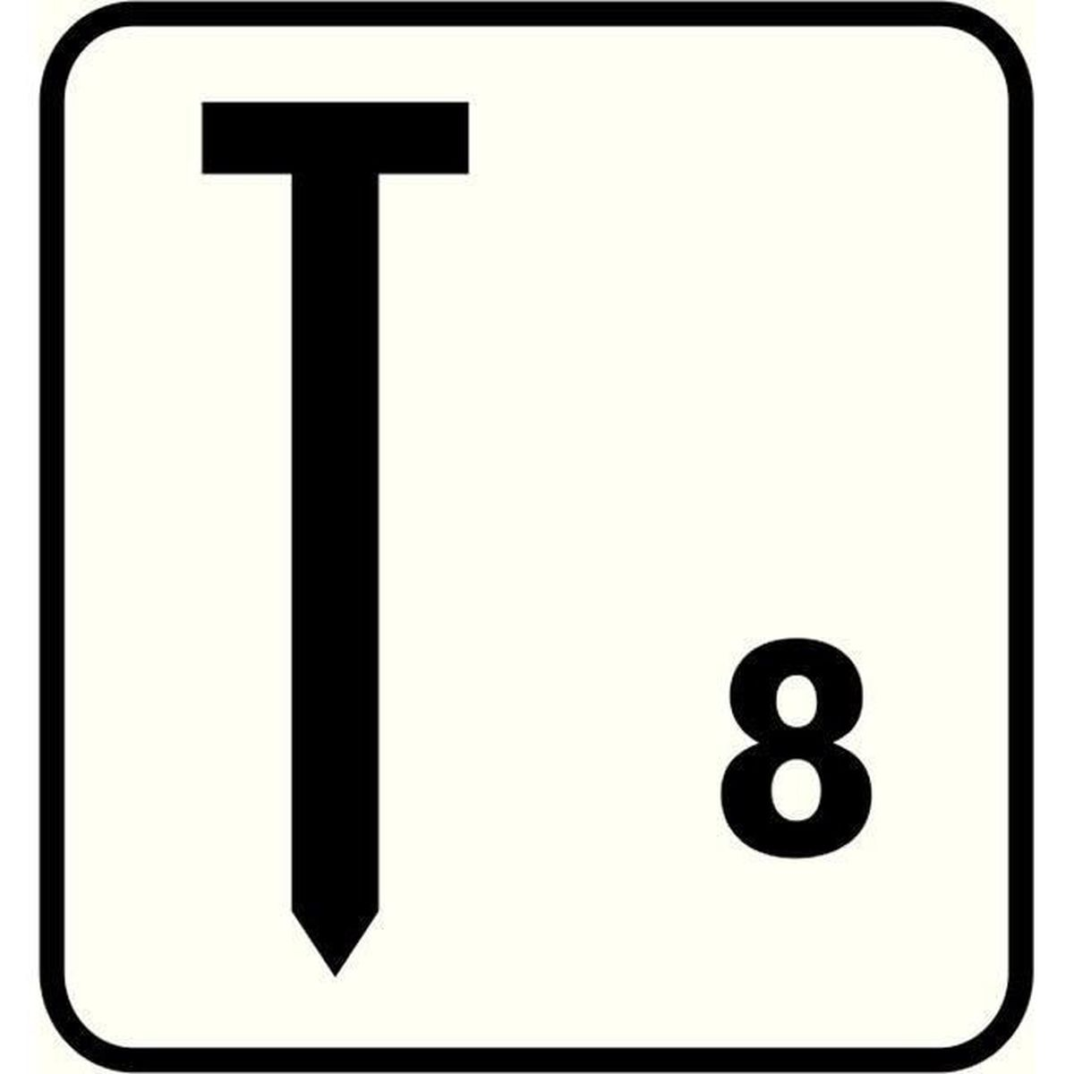 Un simbolo di chiodo nero con il numero 8 su sfondo bianco.