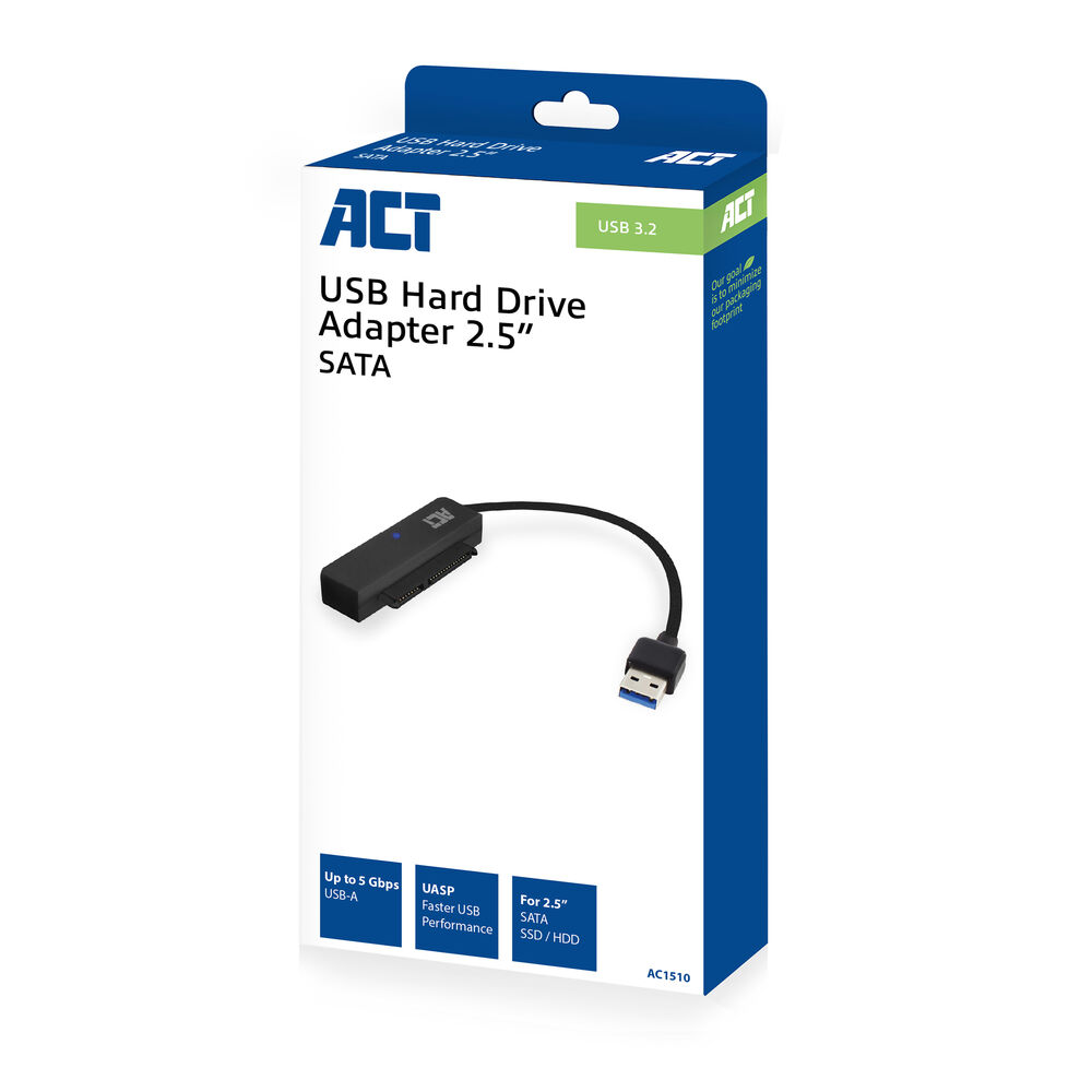 Adattatore ACT USB per Hard Disk 2,5" SATA con USB 3.2 e cavo.