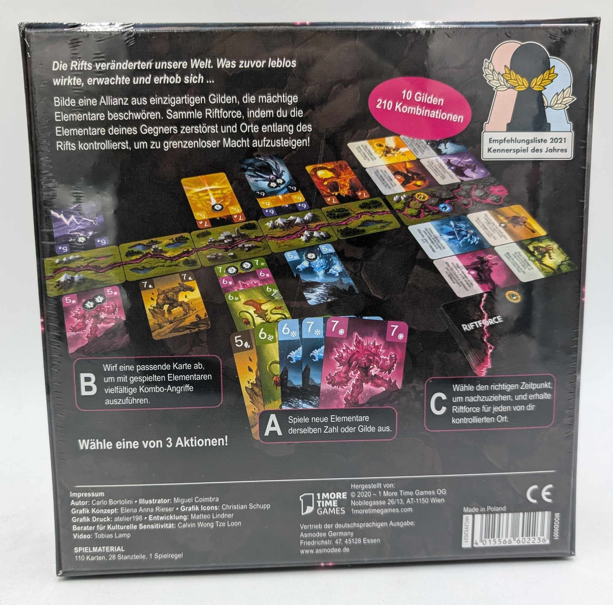 Brettspielbox mit Karten und Spielmaterial. Enthält 10 Gilden, 210 Kombinationen.