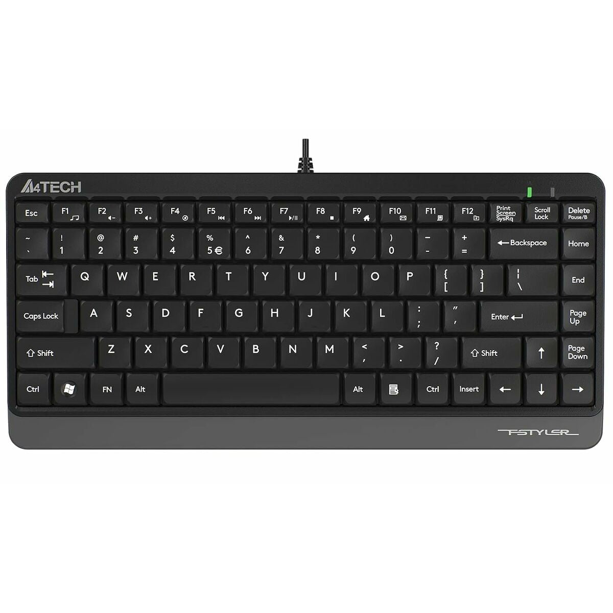 Kablolu siyah A4Tech klavye, QWERTZ düzeni, FSTYLER markalı.