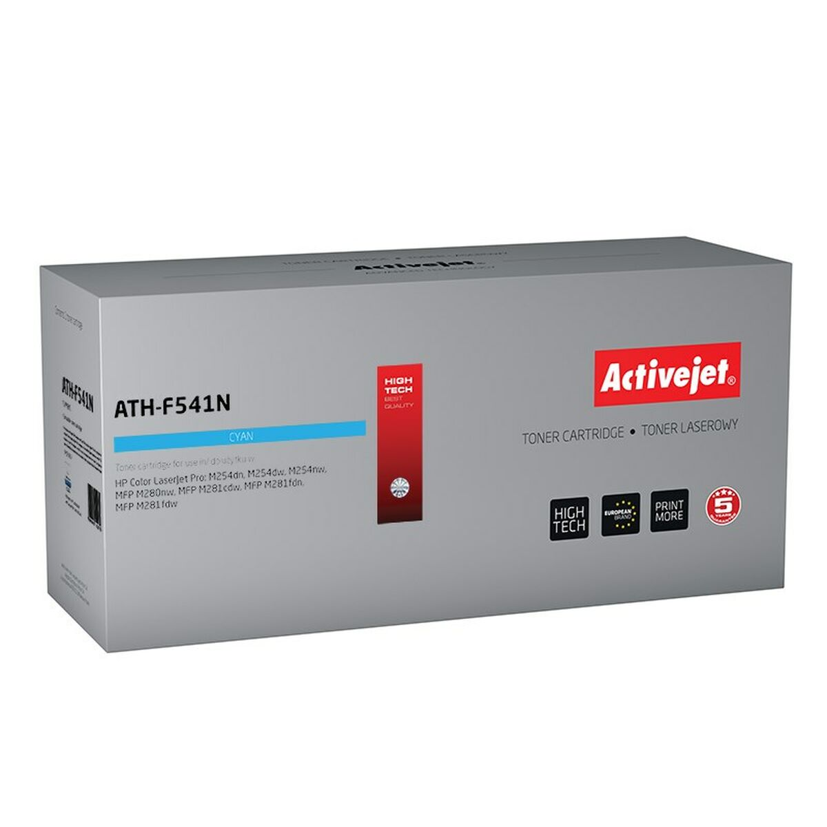 Szare pudełko tonera Activejet w kolorze cyjan, model ATH-F541N.