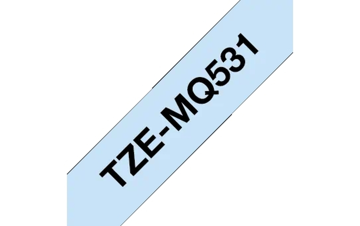 Ein hellblaues Band mit schwarzem Text TZE-MQ531.